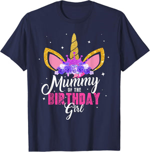 Mummy Of The Birthday Girl Unicorn Mum Birthday Princess T-Shirt - T-Shirt | Navy