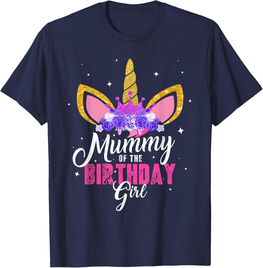 Mummy Of The Birthday Girl Unicorn Mum Birthday Princess T-Shirt - T-Shirt | Navy