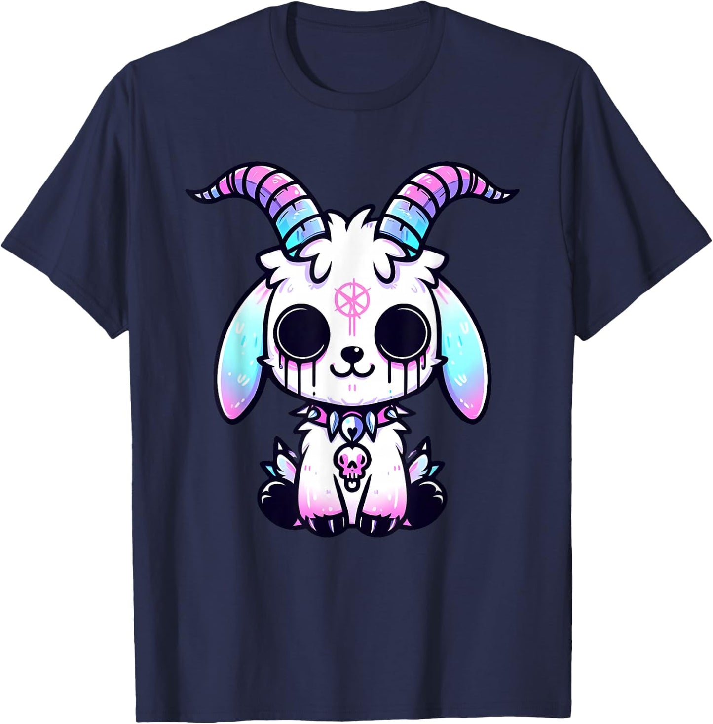 Kawaii Pastel goth Creepy Cute Baphomet Goat Kids T-Shirt - T-Shirt | Navy