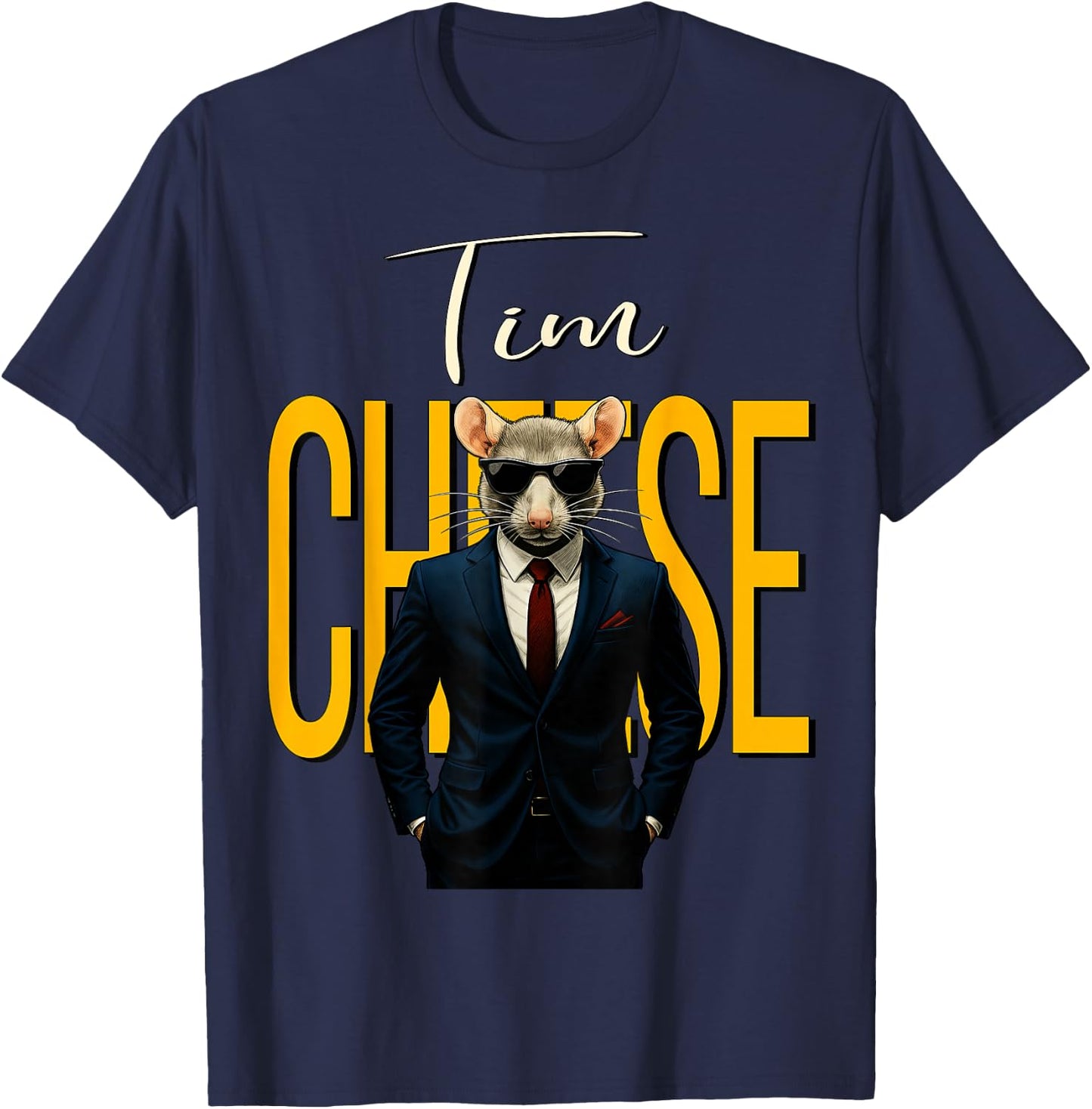 Tim Cheese - Funny Mouse Secret Agent Brainrot Kids Gaming T-Shirt - T-Shirt | Navy