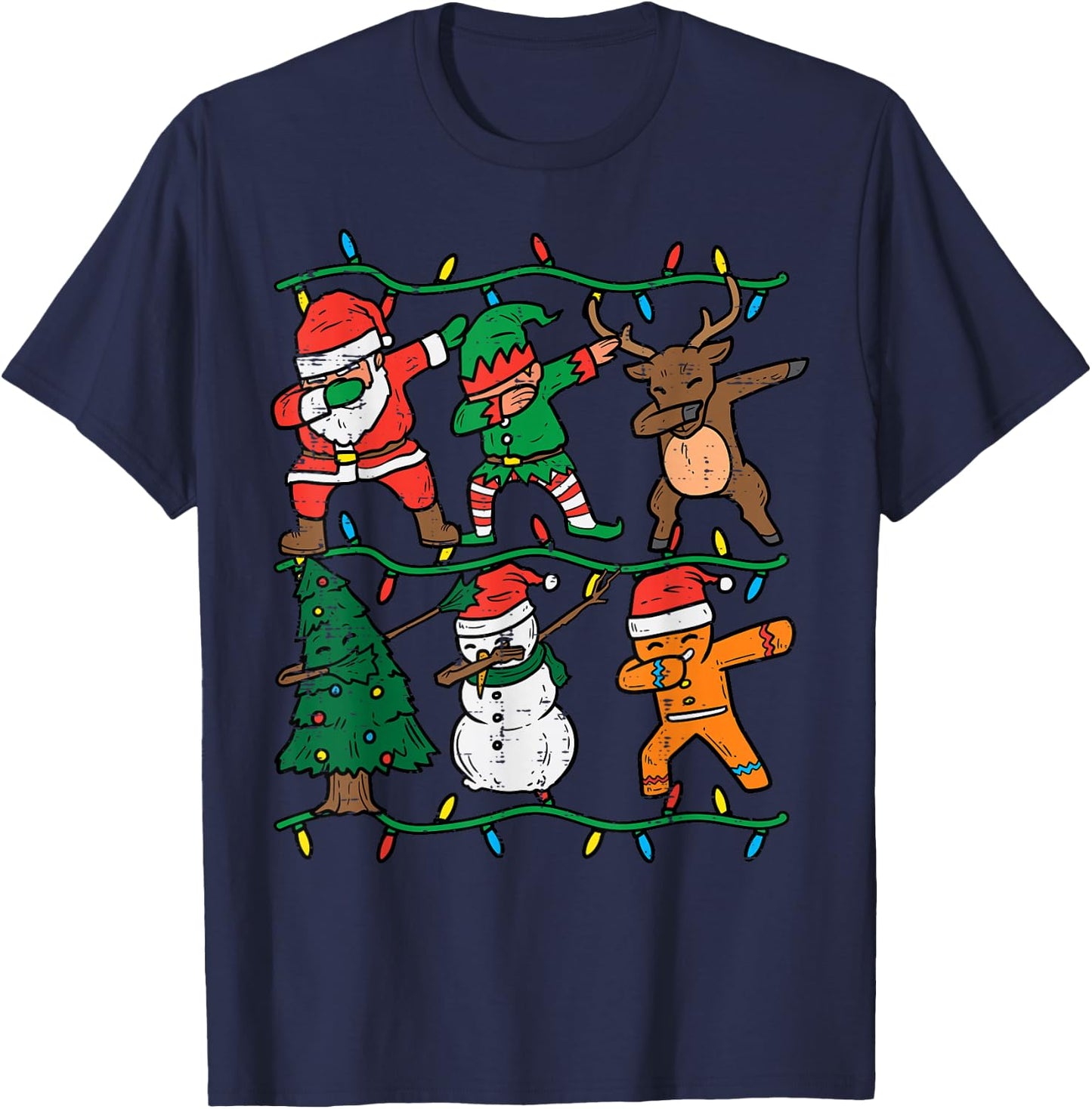 Dabbing Santa Elf Xmas PJs Christmas Men Girl Youth Boy Kids T-Shirt - T-Shirt | Navy
