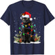 Black Cat Christmas Santa Hat Funny Meowy Cats Women Men T-Shirt - T-Shirt | Navy