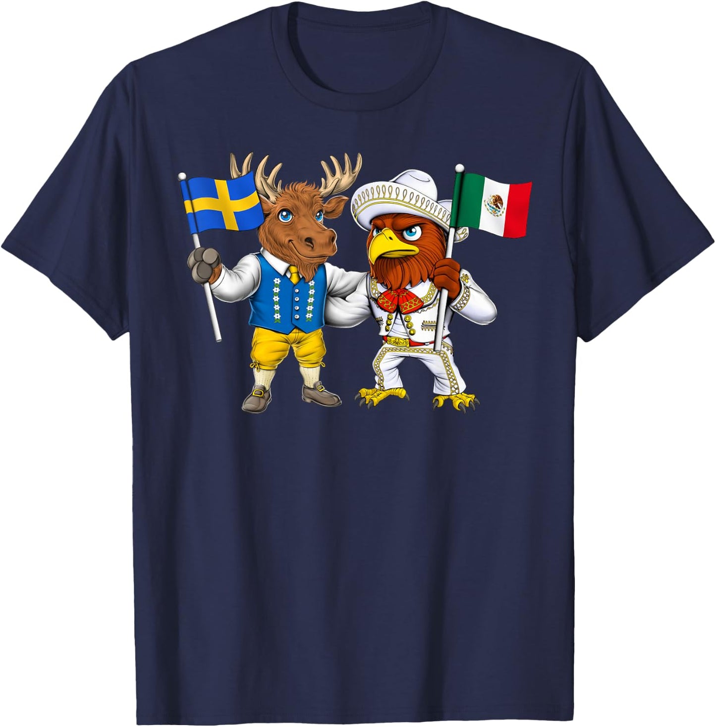 Mexico Sweden Flag Proud Mexican Roots Swedish Heritage T-Shirt - T-Shirt | Navy