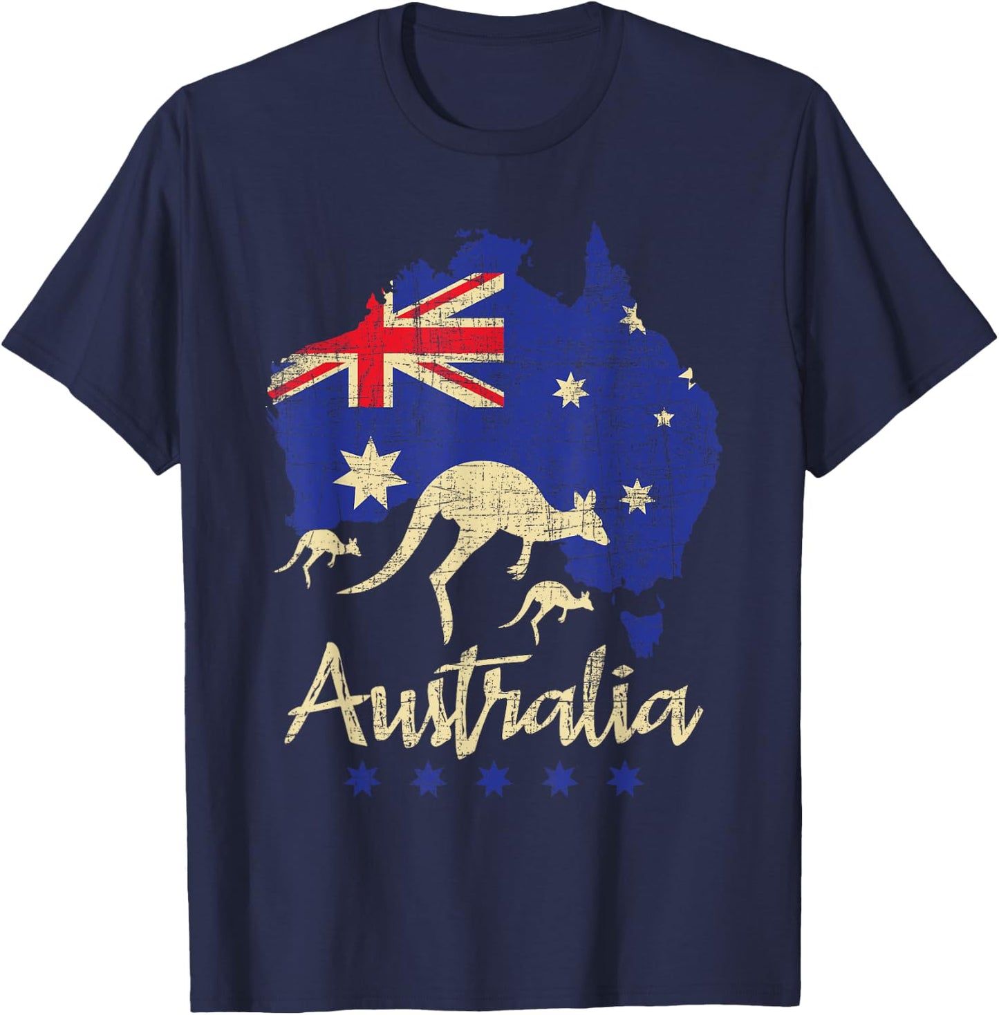 Australia - Kangaroo Australian Lover Wildlife Zoo Animal Small T-Shirt - T-Shirt | Navy