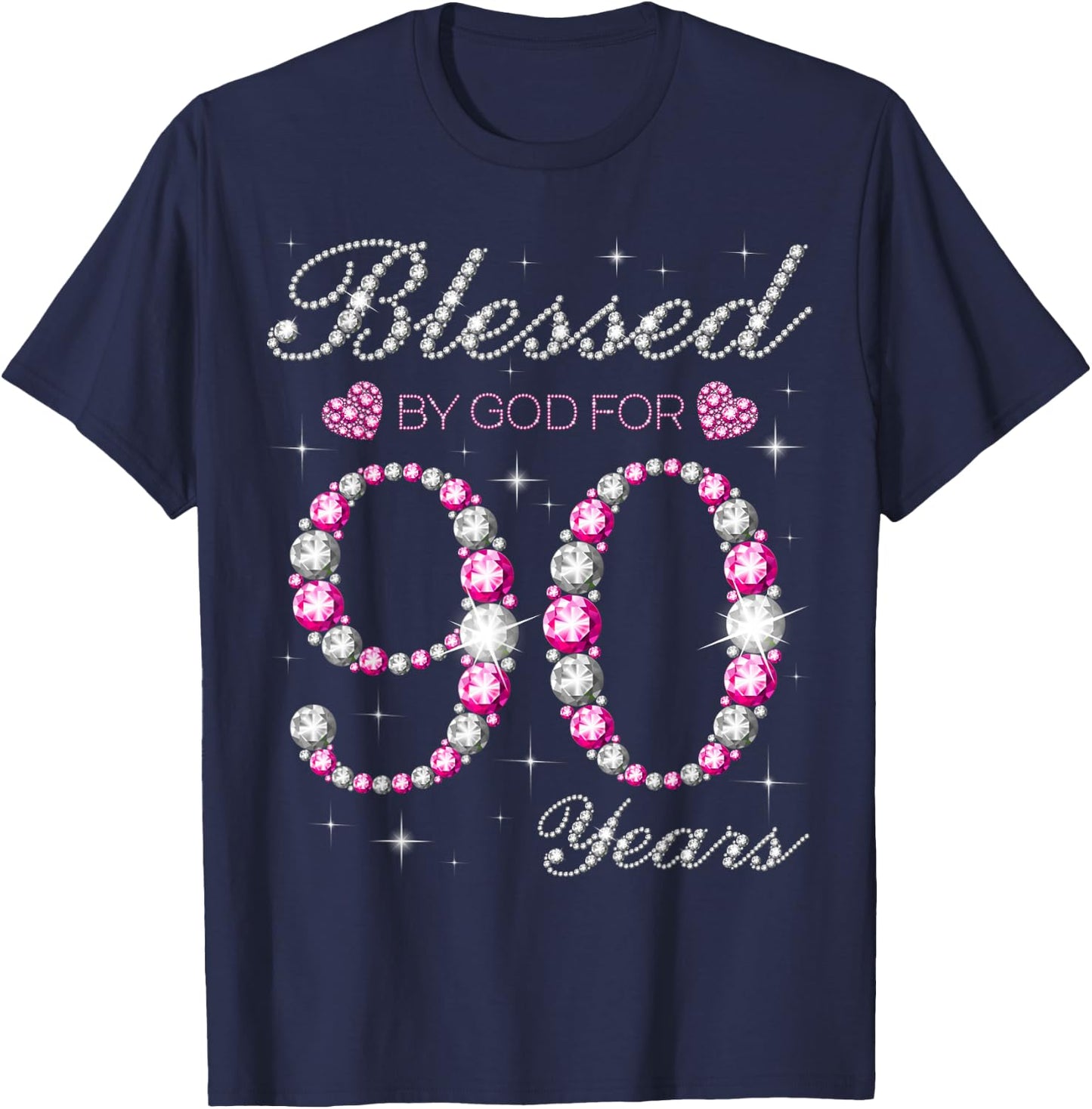 Blessed by God for 90 Years Old 90th Birthday Party B-Day T-Shirt - T-Shirt | Navy
