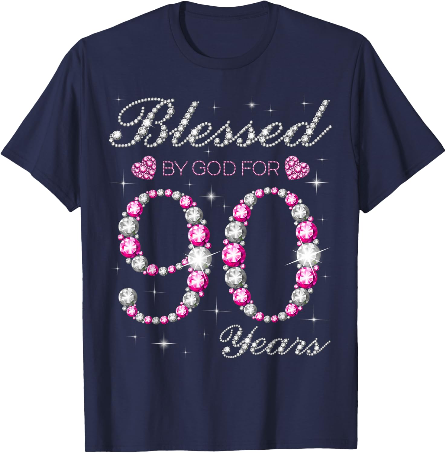 Blessed by God for 90 Years Old 90th Birthday Party B-Day T-Shirt - T-Shirt | Navy