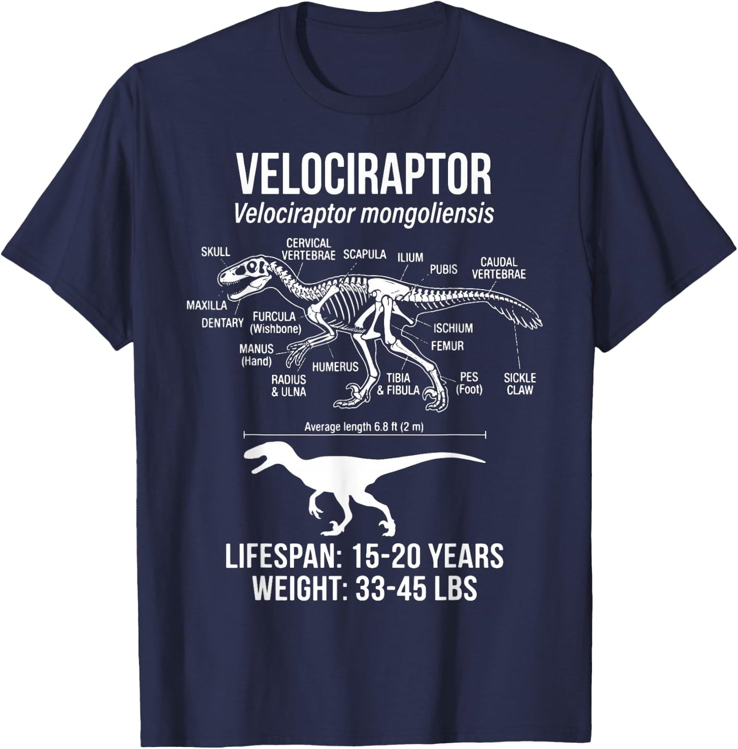 Velociraptor Diagram T-Shirt - T-Shirt | Navy