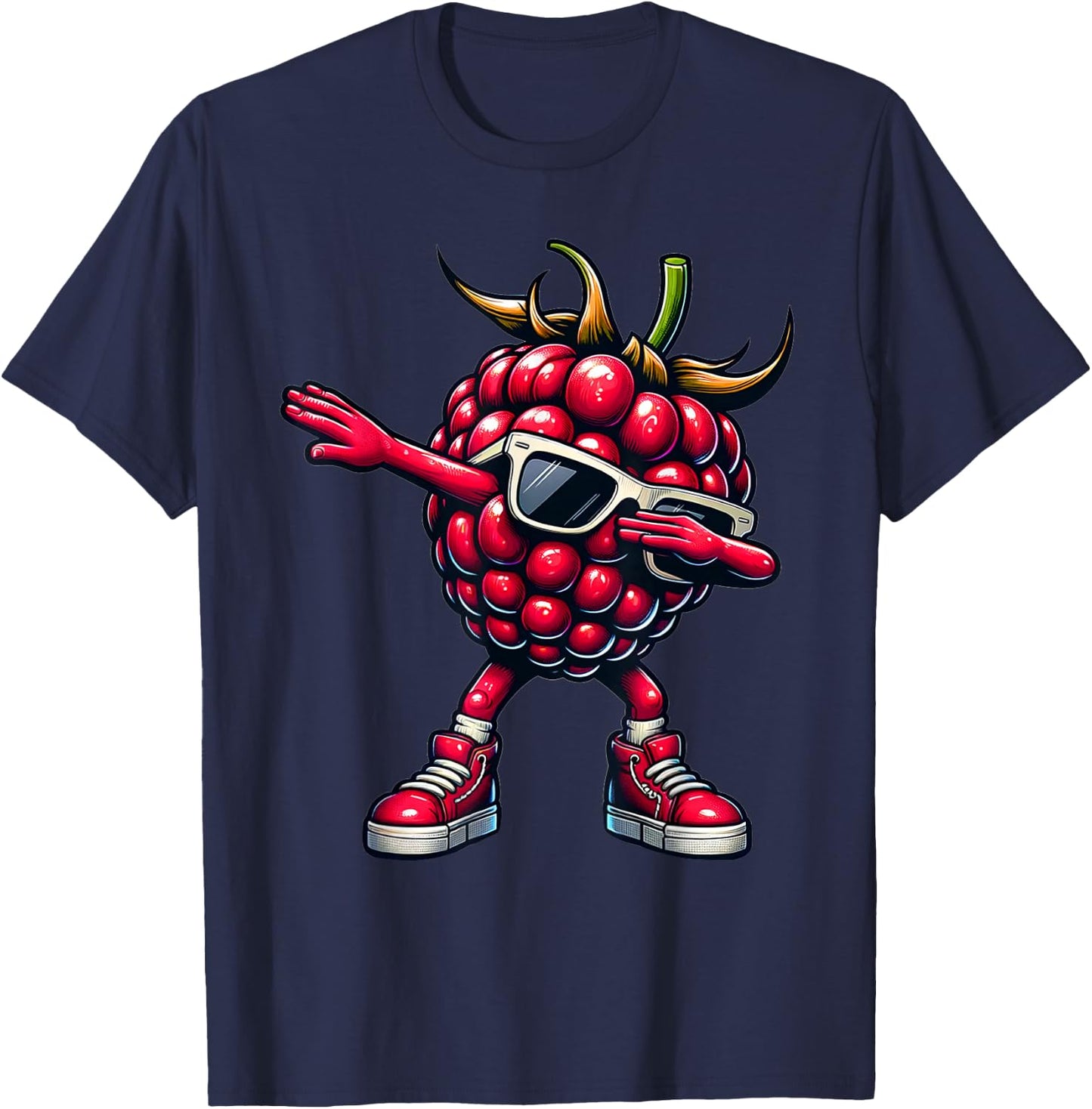 Dabbing Himbeere | Lustige rosa Himbeer Obst Frucht Geschenk T-Shirt - T-Shirt | Navy