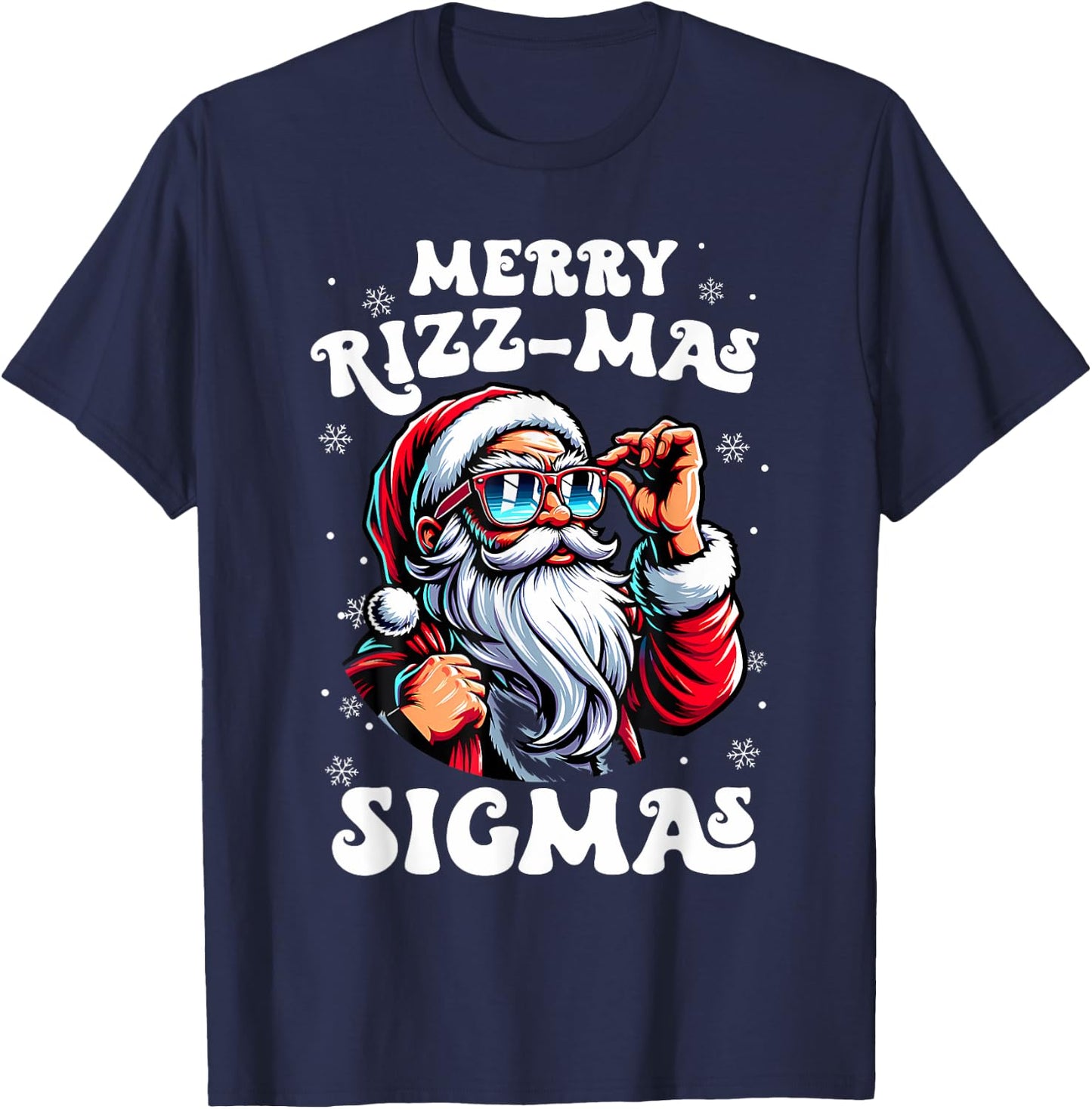 Merry Rizz Mas Sigmas Funny Gen Alpha X-Mas Santa Christmas T-Shirt - T-Shirt | Navy