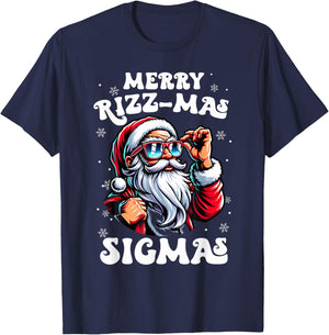 Merry Rizz Mas Sigmas Funny Gen Alpha X-Mas Santa Christmas T-Shirt - T-Shirt | Navy