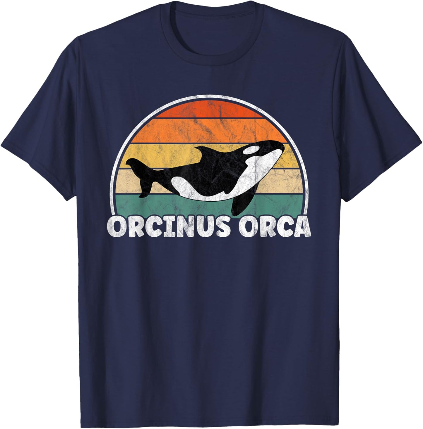 Orcinus Orca - Orcas Retro Distressed T-Shirt - T-Shirt | Navy