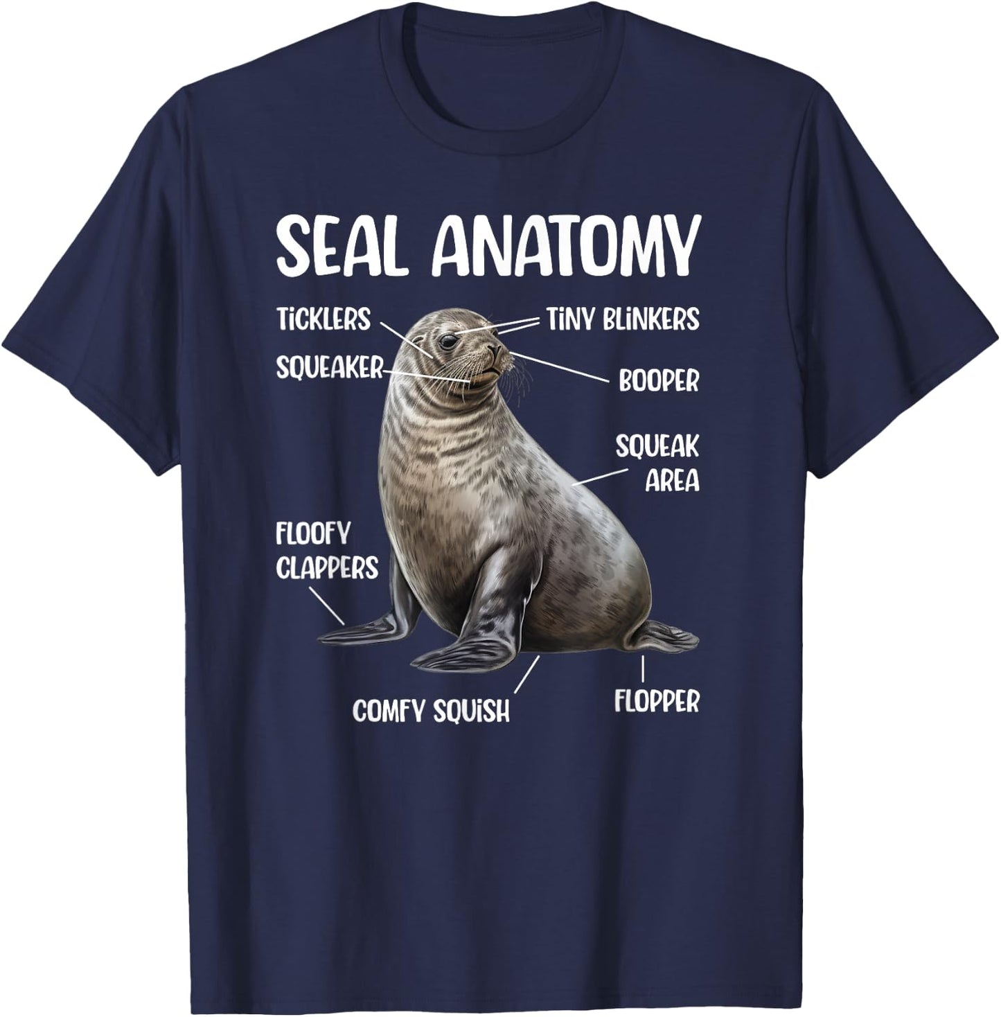 Seal Anatomy Seal Lover Funny Seal T-Shirt - T-Shirt | Navy