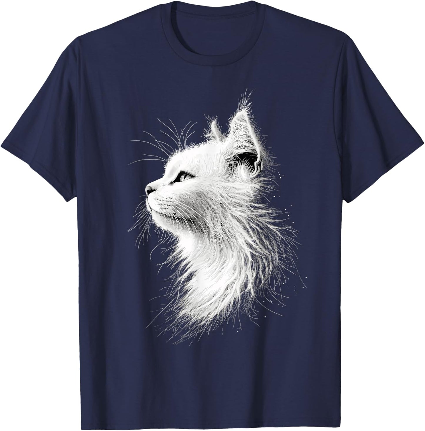 Angora Cat White Turkish Angora Cat Cute Angora Cats T-Shirt - T-Shirt | Navy