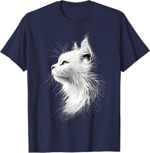 Angora Cat White Turkish Angora Cat Cute Angora Cats T-Shirt - T-Shirt | Navy