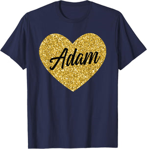 I Love Adam Cute Adam Heart Women Boys or Girls T-Shirt - T-Shirt | Navy
