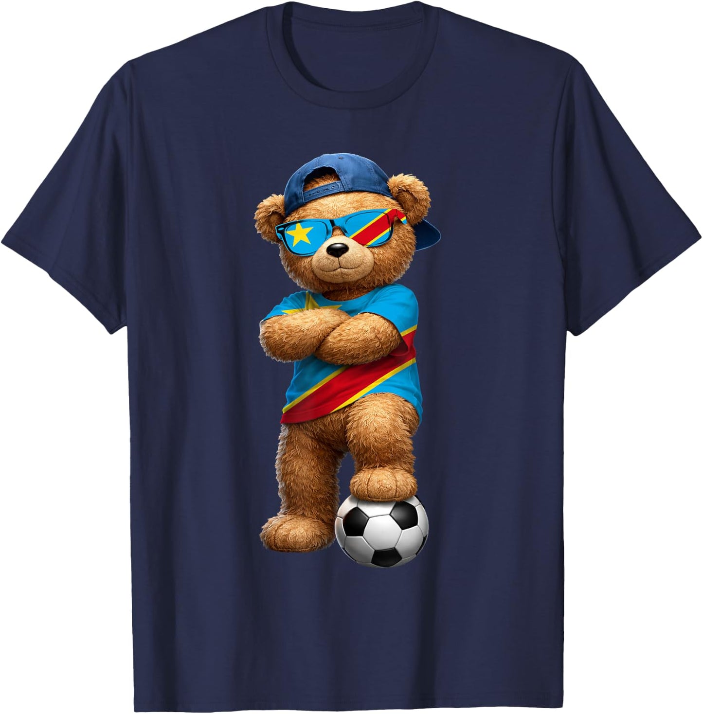 Congolese Flag Teddy Player Sports Outfit for Congo T-Shirt - T-Shirt | Navy