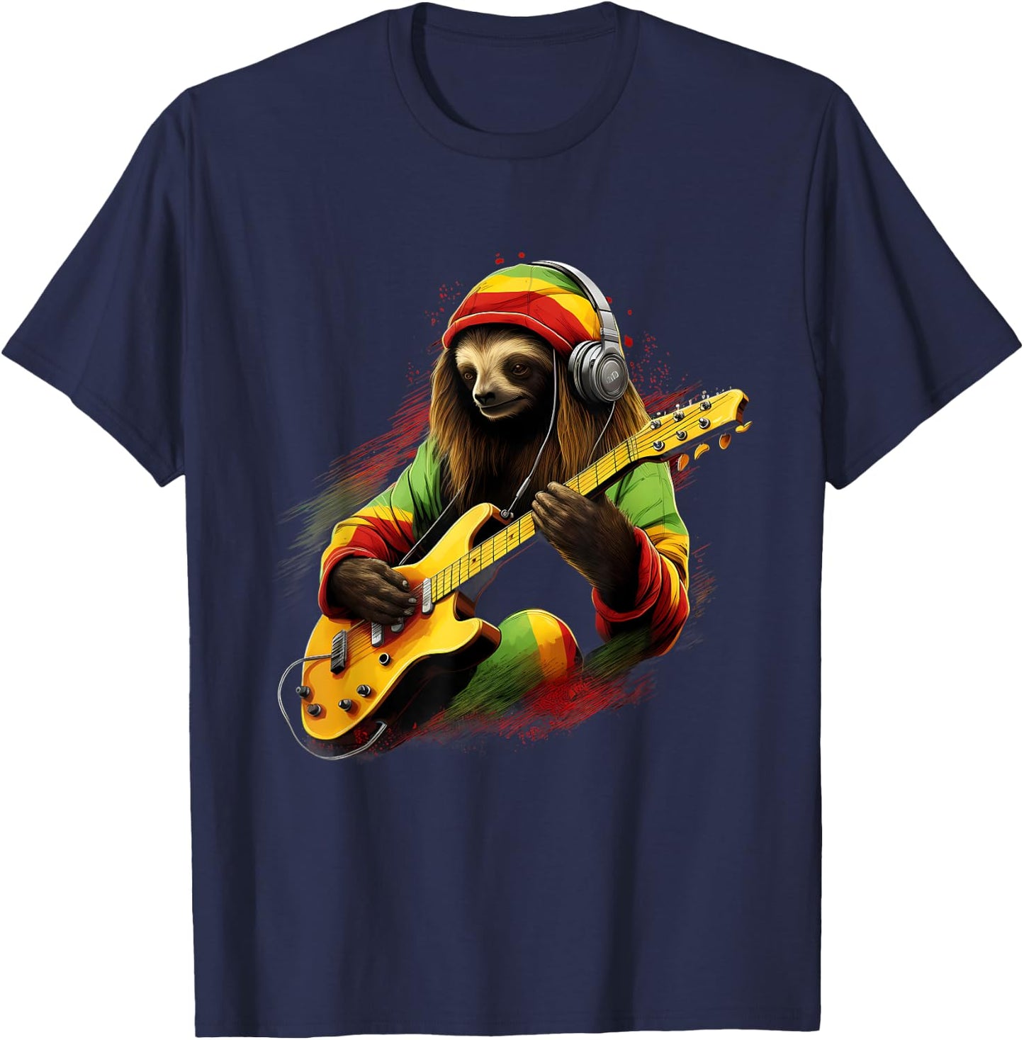 Reggae Music Jamaica Hippie Rastafari Rasta Reggae Sloth T-Shirt - T-Shirt | Navy