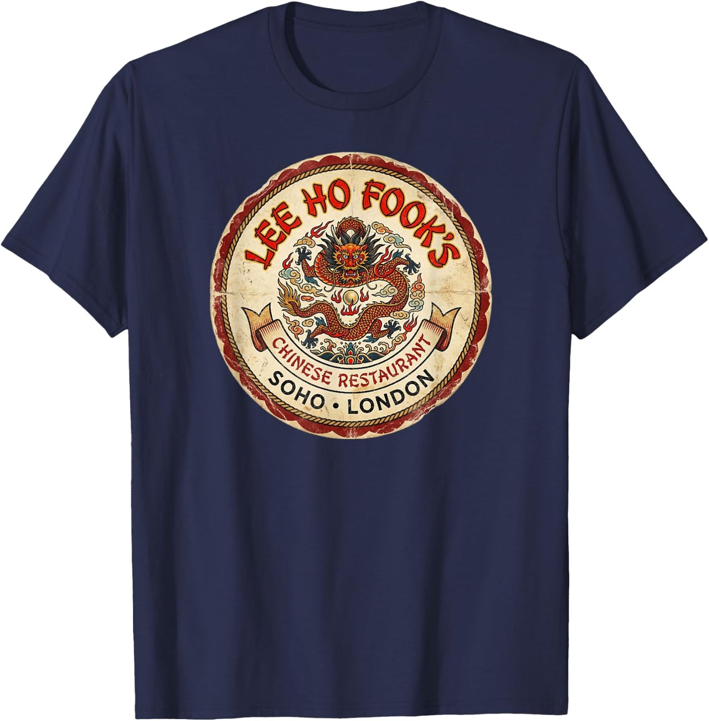 Lee Ho Fook's Chinese Restaurant Soho Vintage Travel Sticker T-Shirt - T-Shirt | Navy