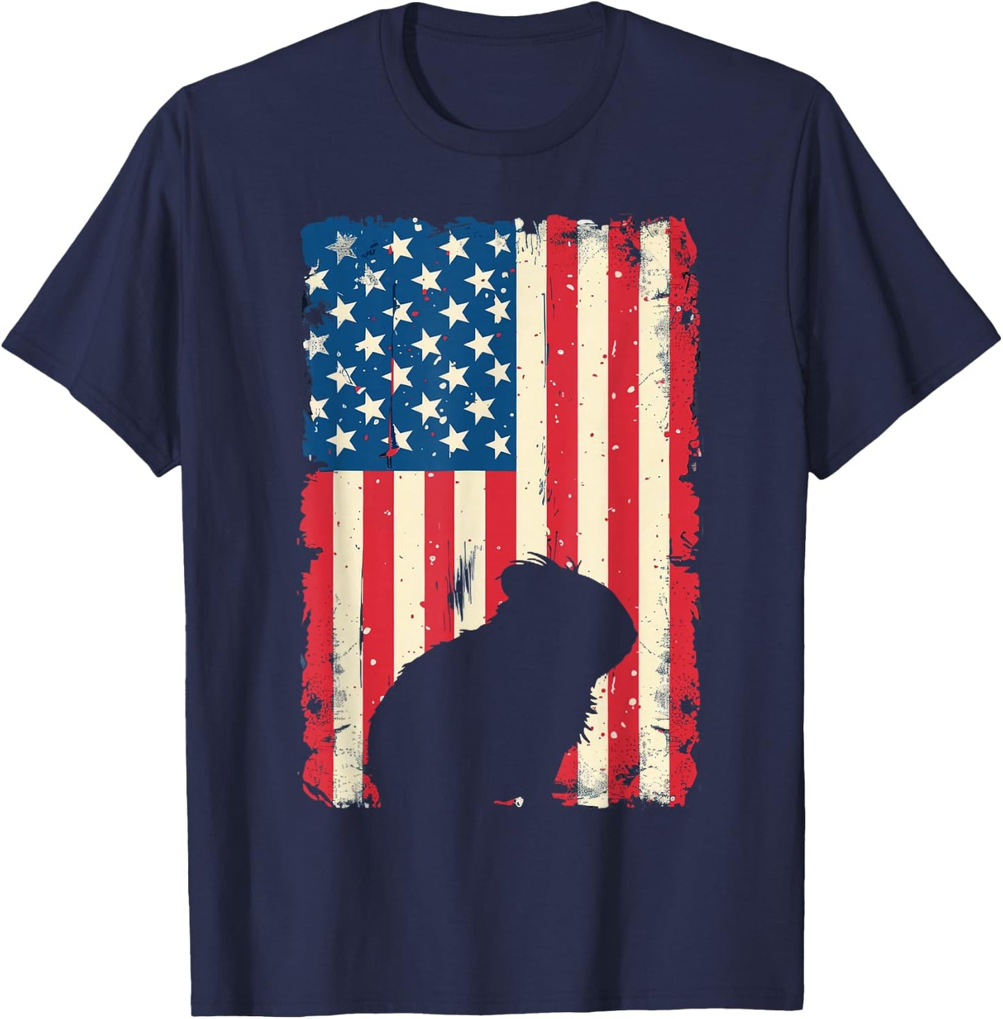 Patriotic Guinea Pig Animal 4th of July US American Flag Women Kids Men T-Shirt - T-Shirt | Navy