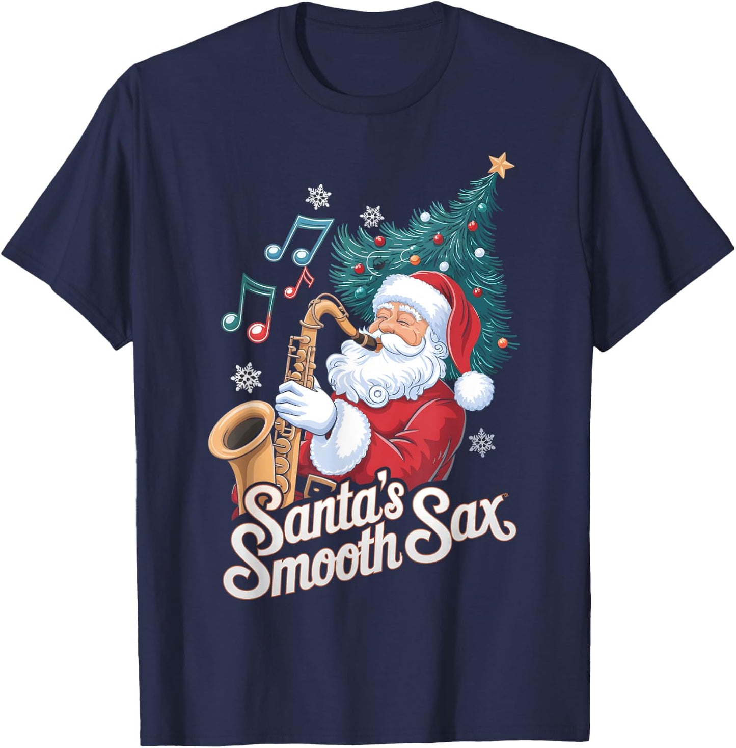 Santas Smooth Sax Saxophone Santa Jazz Christmas T-Shirt - T-Shirt | Navy