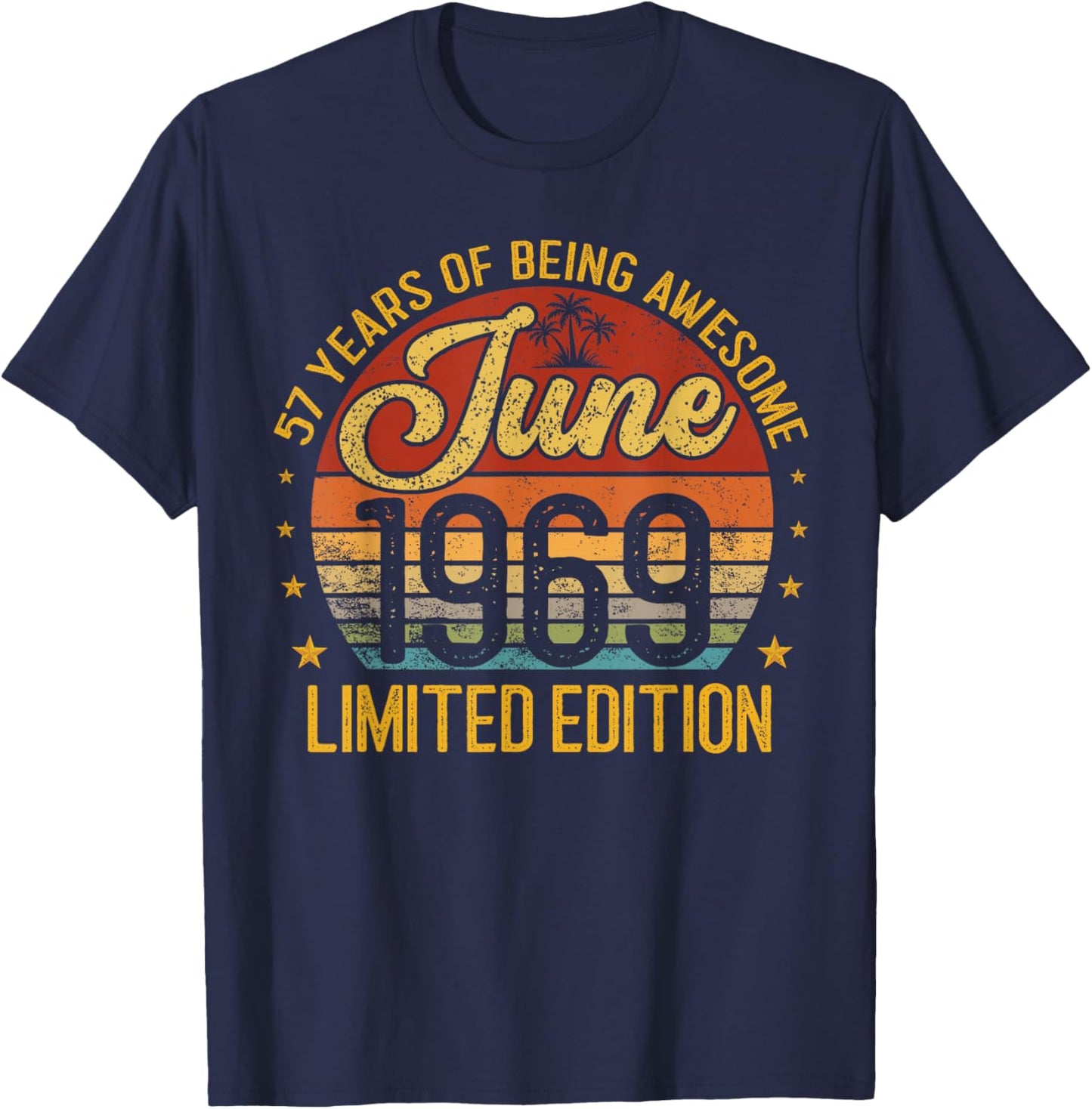 Retro June 1969 Limited Edition 57-Year-Old 57th Birthday T-Shirt - T-Shirt | Navy