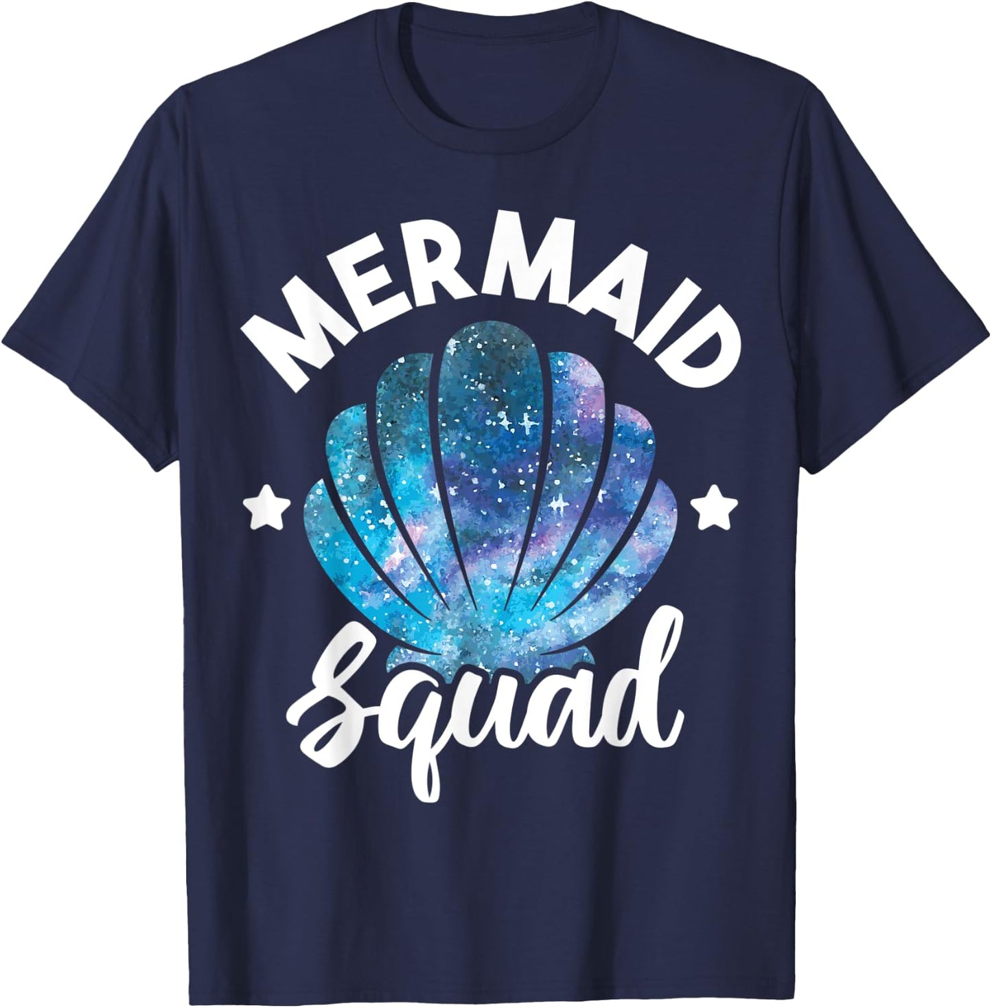 Cute Mermaid Squad Seashell Matching Mermaid Squad Party T-Shirt - T-Shirt | Navy