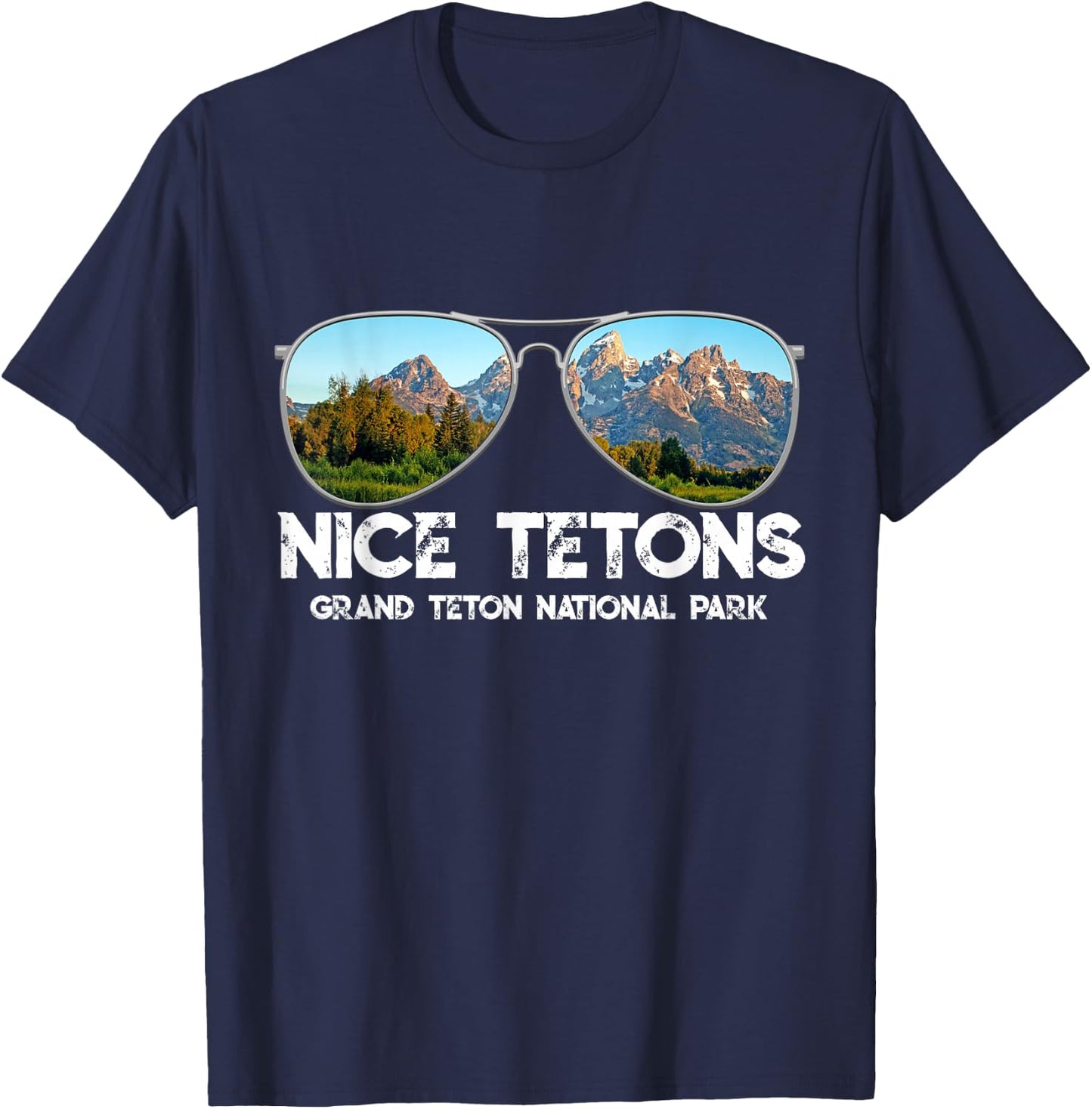 Punny Nice Tetons Teton Mountain T-Shirt - T-Shirt | Navy