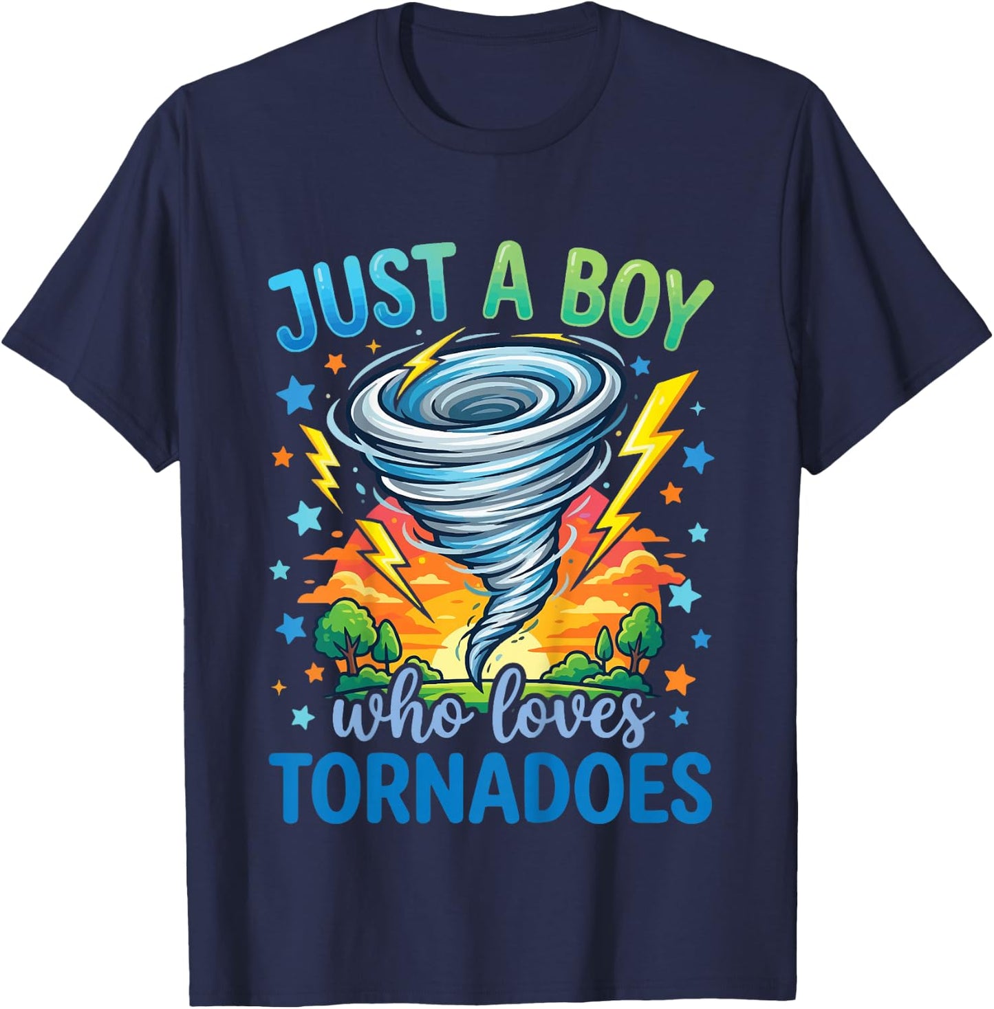 Kids Just A Boy Who Loves Tornadoes T-Shirt - T-Shirt | Navy