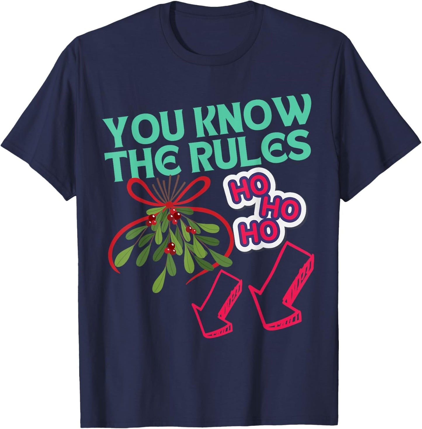 Funny Christmas Mistletoe Below The Belt Sexy Adult Humor T-Shirt - T-Shirt | Navy