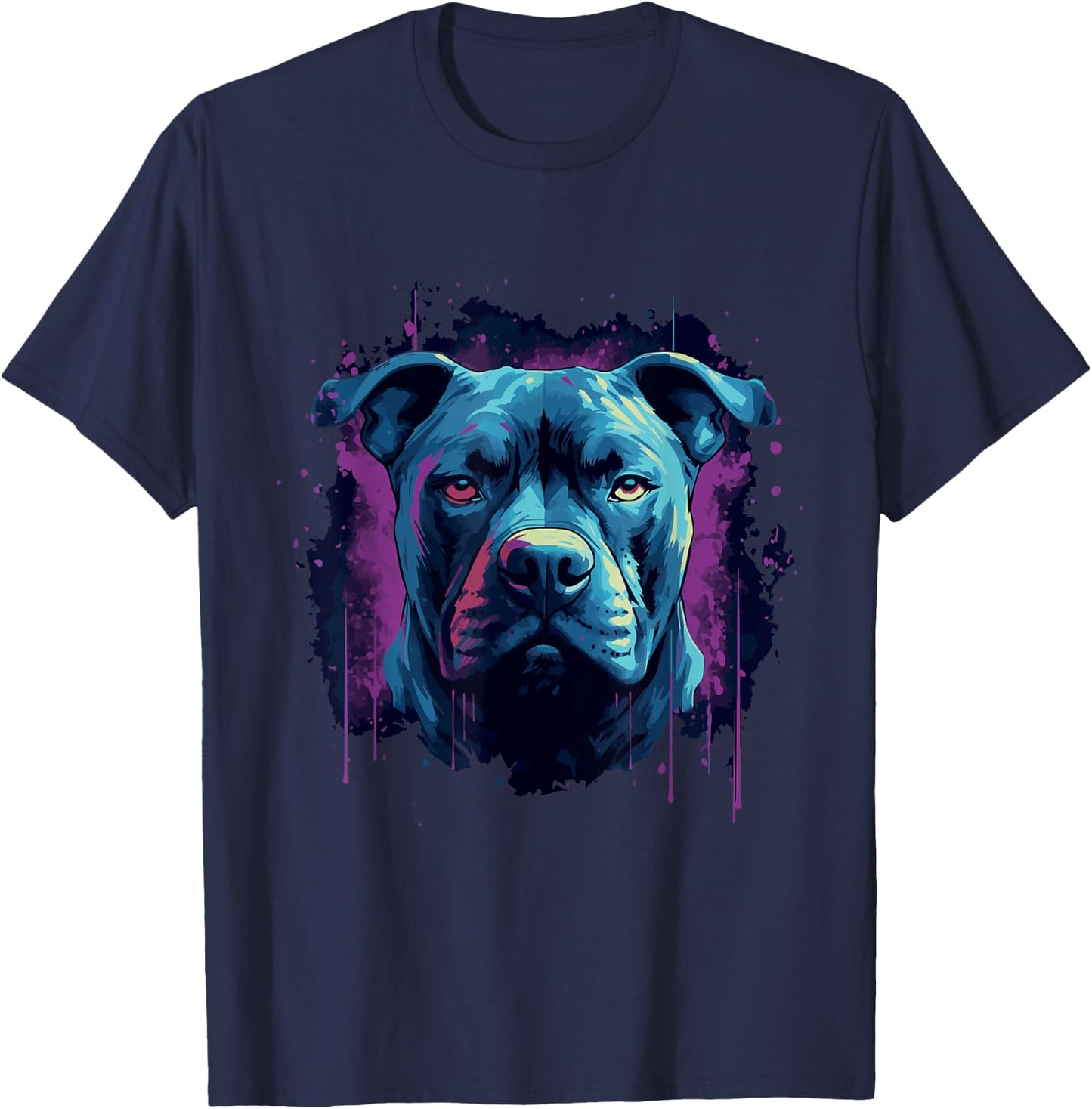 Pit Bull Dog Colorful Pitbull T-Shirt - T-Shirt | Navy
