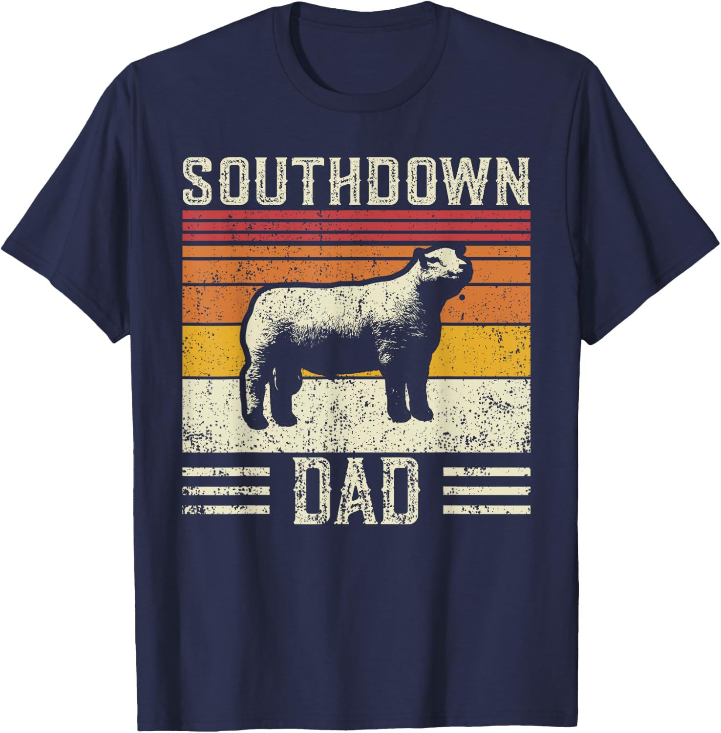 Best Sheep Dad Men - Vintage Southdown Sheep T-Shirt - T-Shirt | Navy