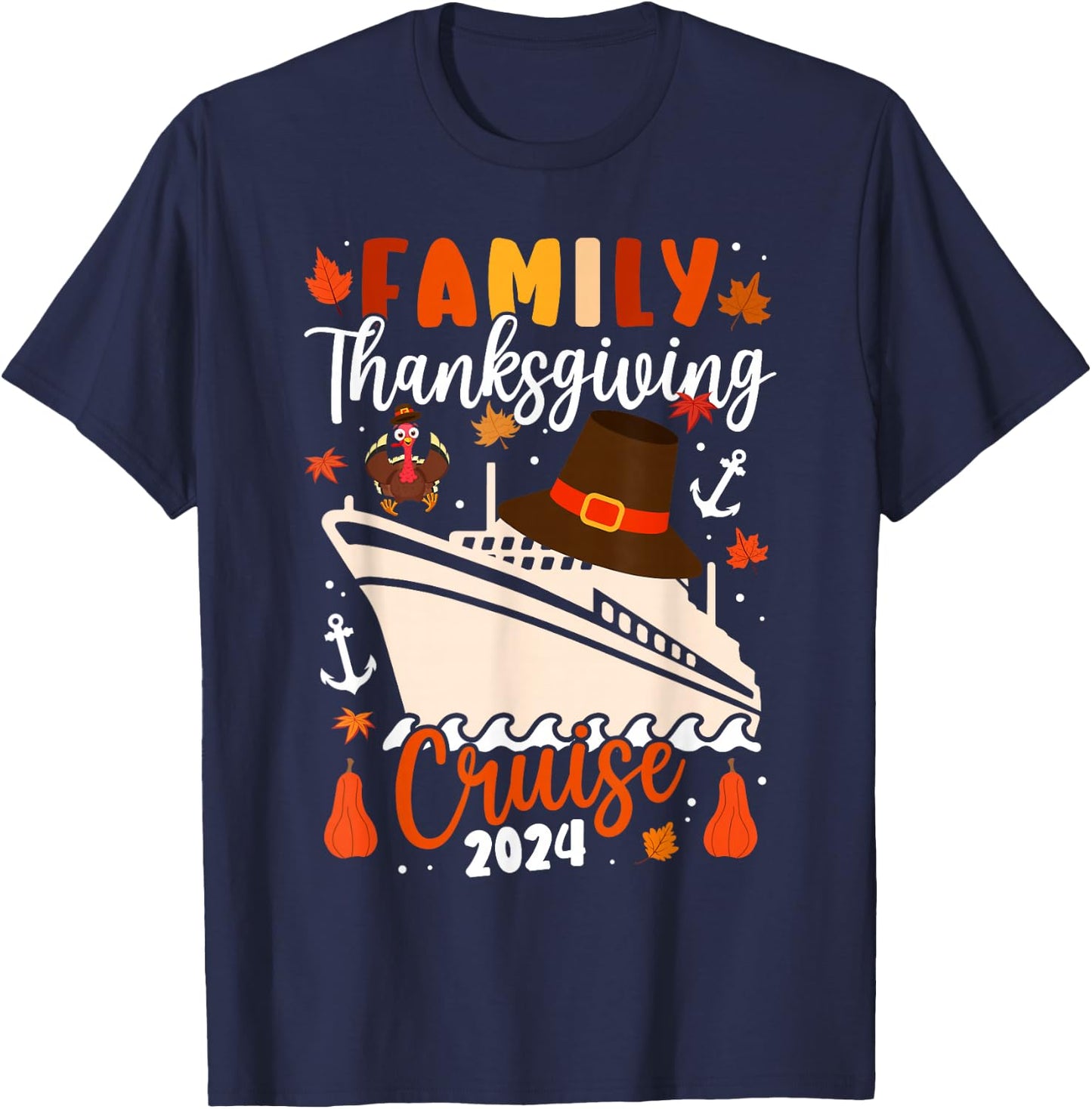 Family Thanksgiving Cruise 2024 Autumn Cruise Squad Matching T-Shirt - T-Shirt | Navy