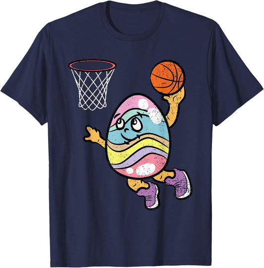 Easter Egg Basketball Player Funny Spring Sport Men Boys T-Shirt - T-Shirt | Navy