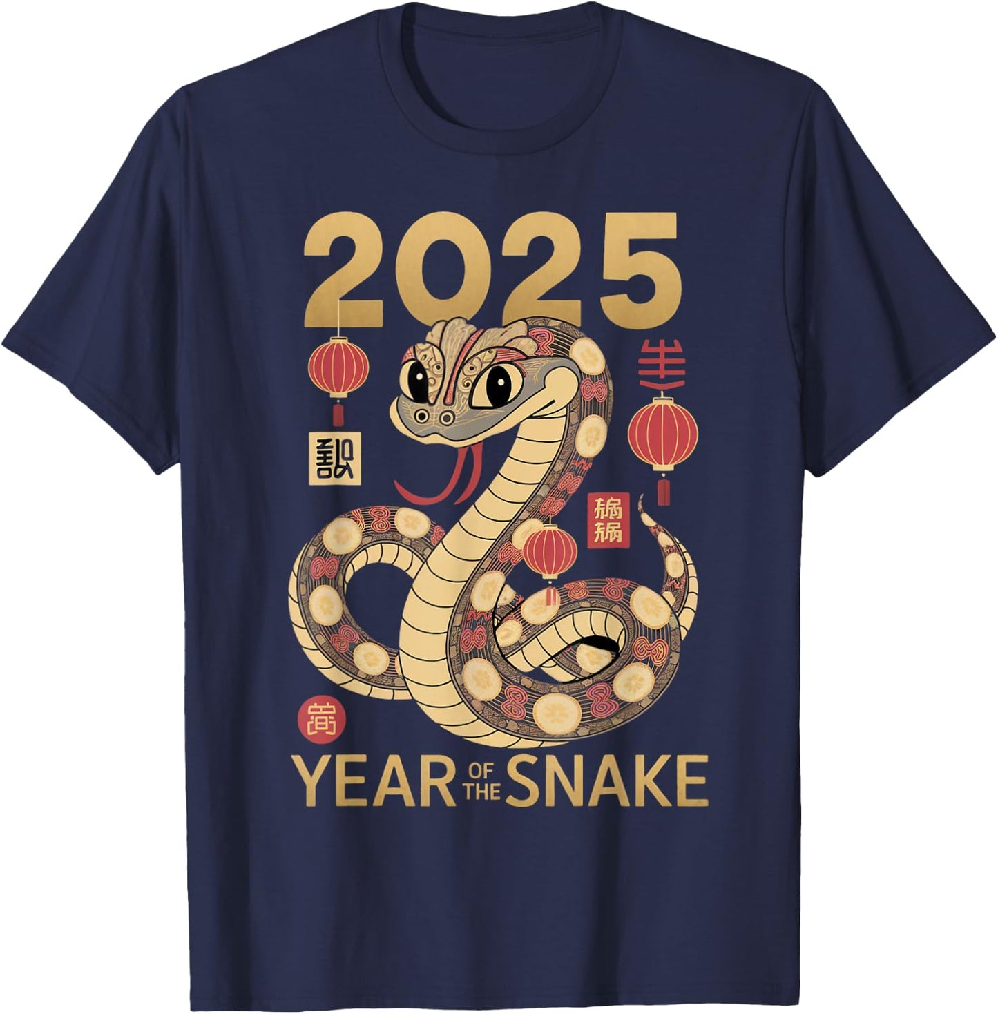Chinese New Year Zodiac Sign Year Of The Snake 2025 T-Shirt - T-Shirt | Navy