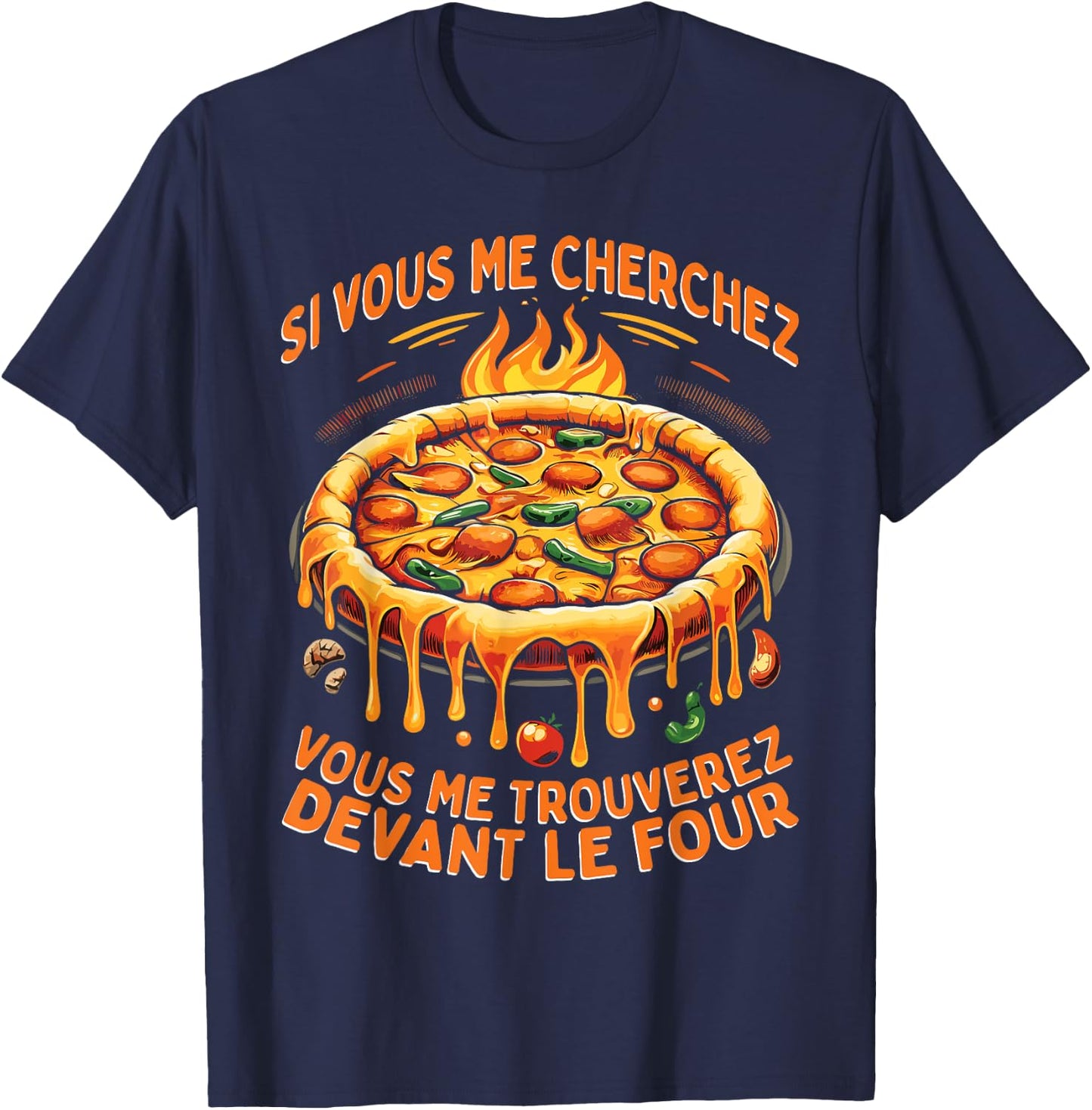 Pizzeria Pizza Eater , Black, S T-Shirt - T-Shirt | Navy