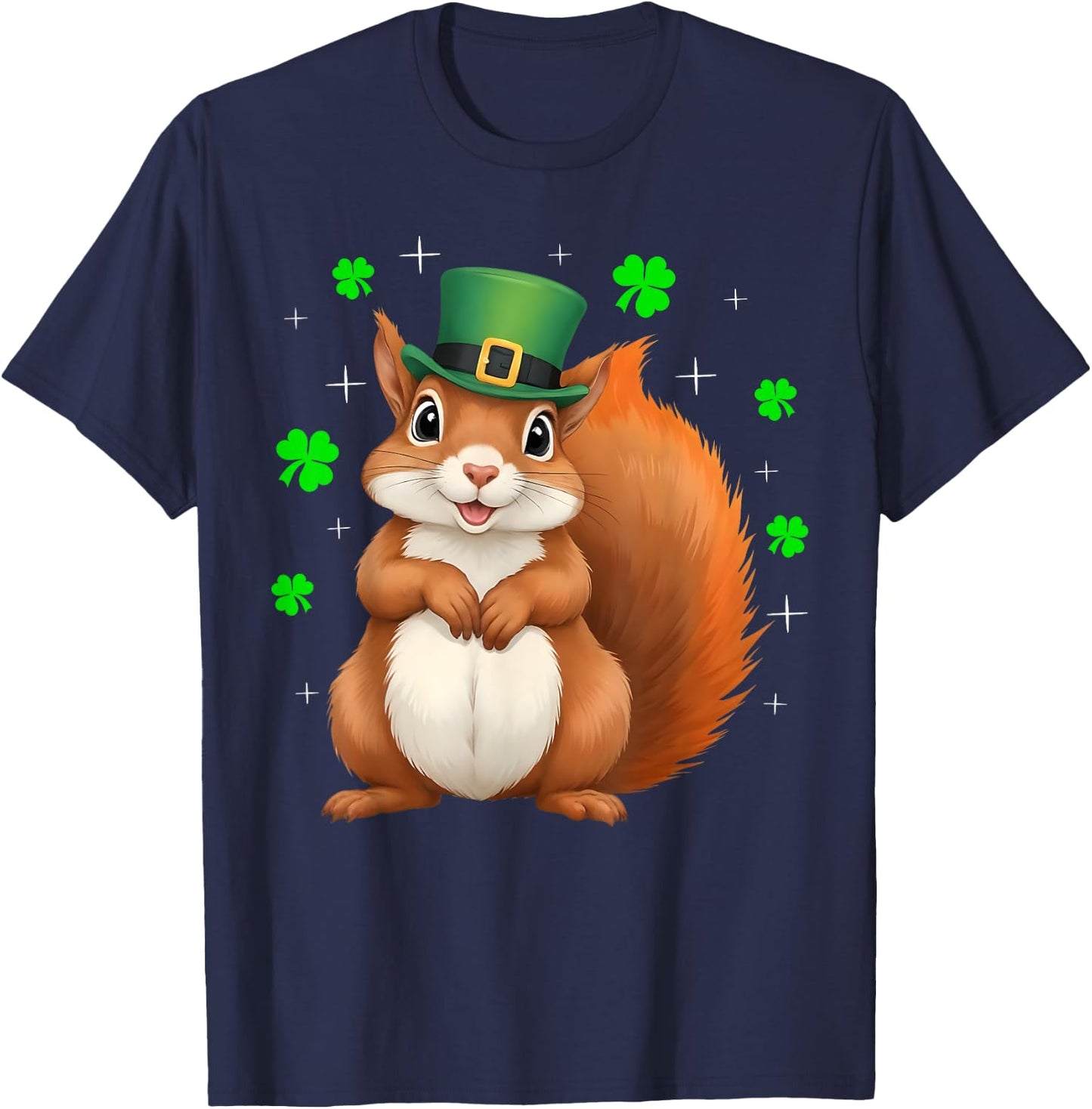 Irish Shamrock Leprechaun Hat Squirrel St Patrick's Day T-Shirt - T-Shirt | Navy