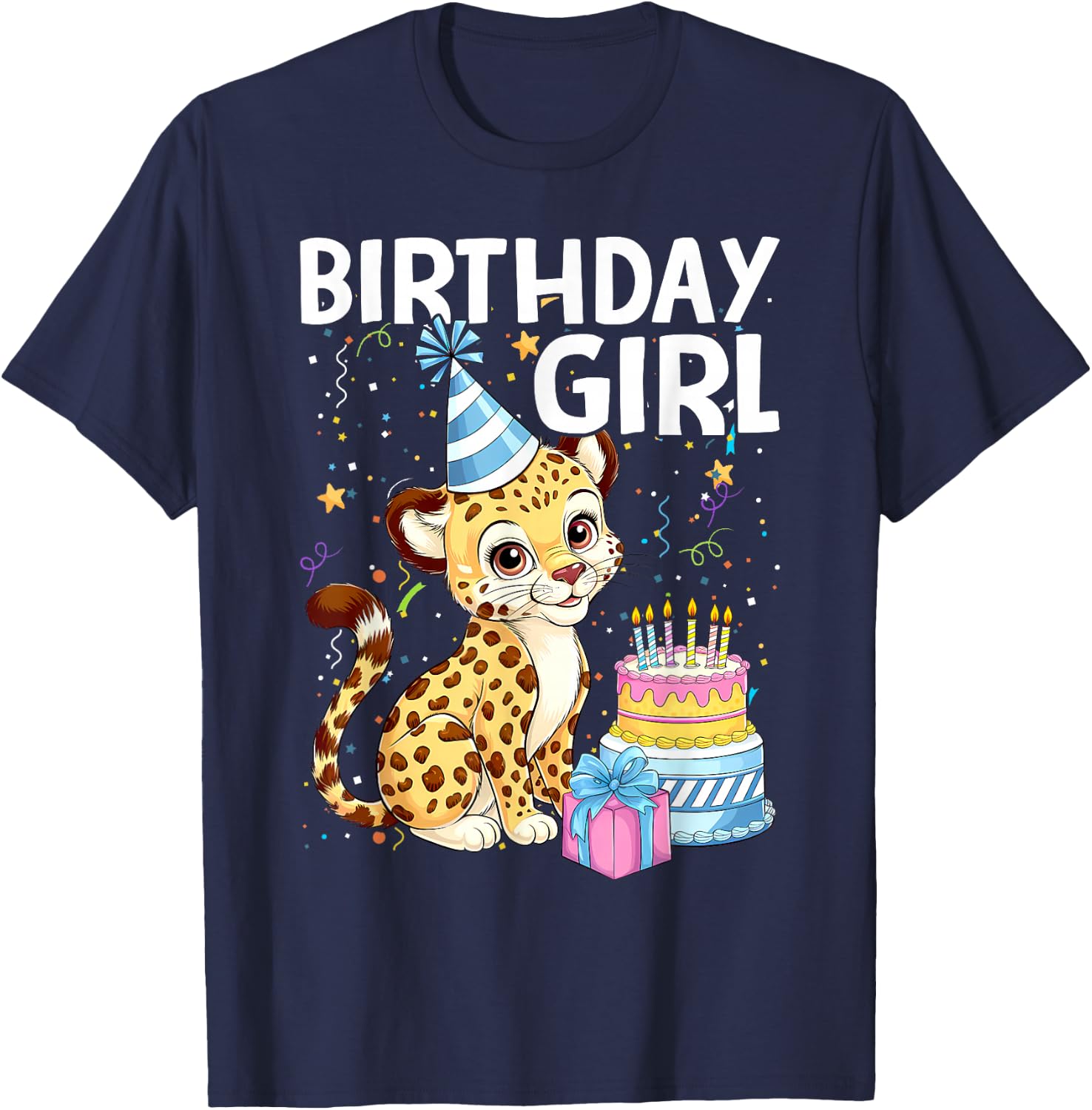Birthday Girl Leopard Leopard for Birthday T-Shirt - T-Shirt | Navy
