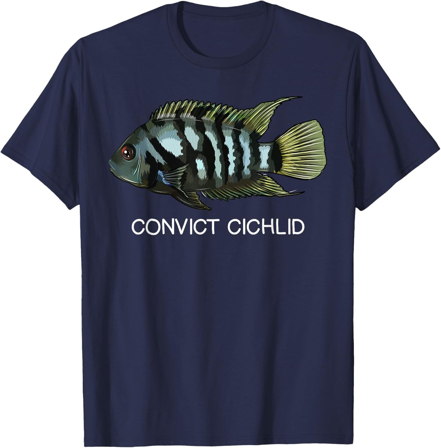 Convict Cichlids Freshwater Aquarium Fish T-Shirt - T-Shirt | Navy