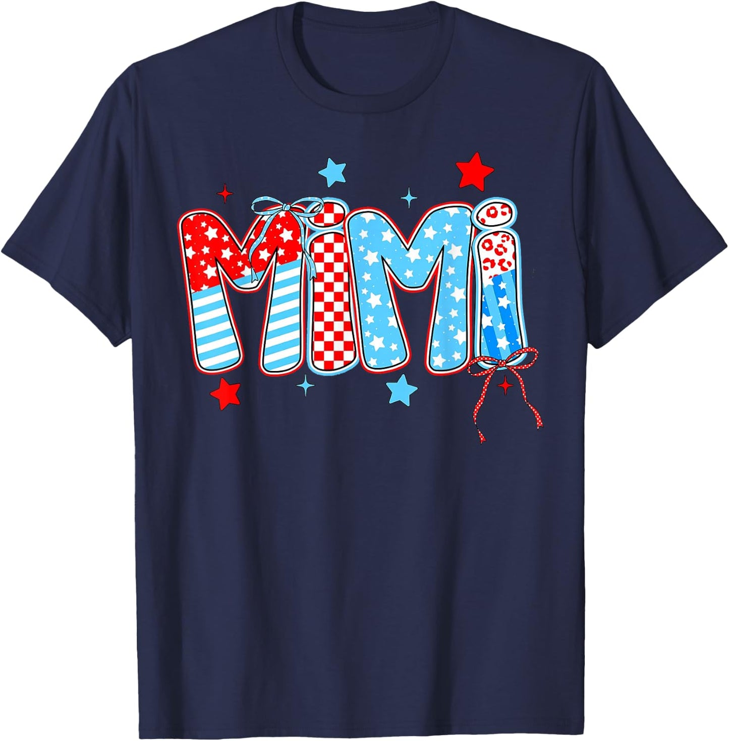 Cute 4th of July MiMi Checkered Memorial Day T-Shirt - T-Shirt | Navy