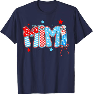 Cute 4th of July MiMi Checkered Memorial Day T-Shirt - T-Shirt | Navy