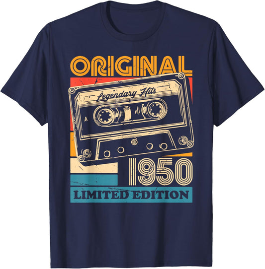 75th Birthday Retro Vintage 1950 Men Women T-Shirt - T-Shirt | Navy