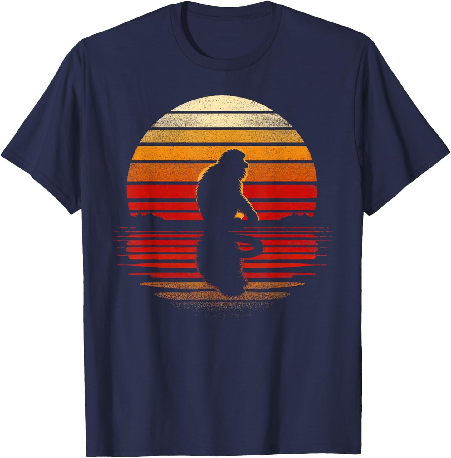 Howler Monkey Sunset Retro Style Safari Vintage 70s T-Shirt - T-Shirt | Navy