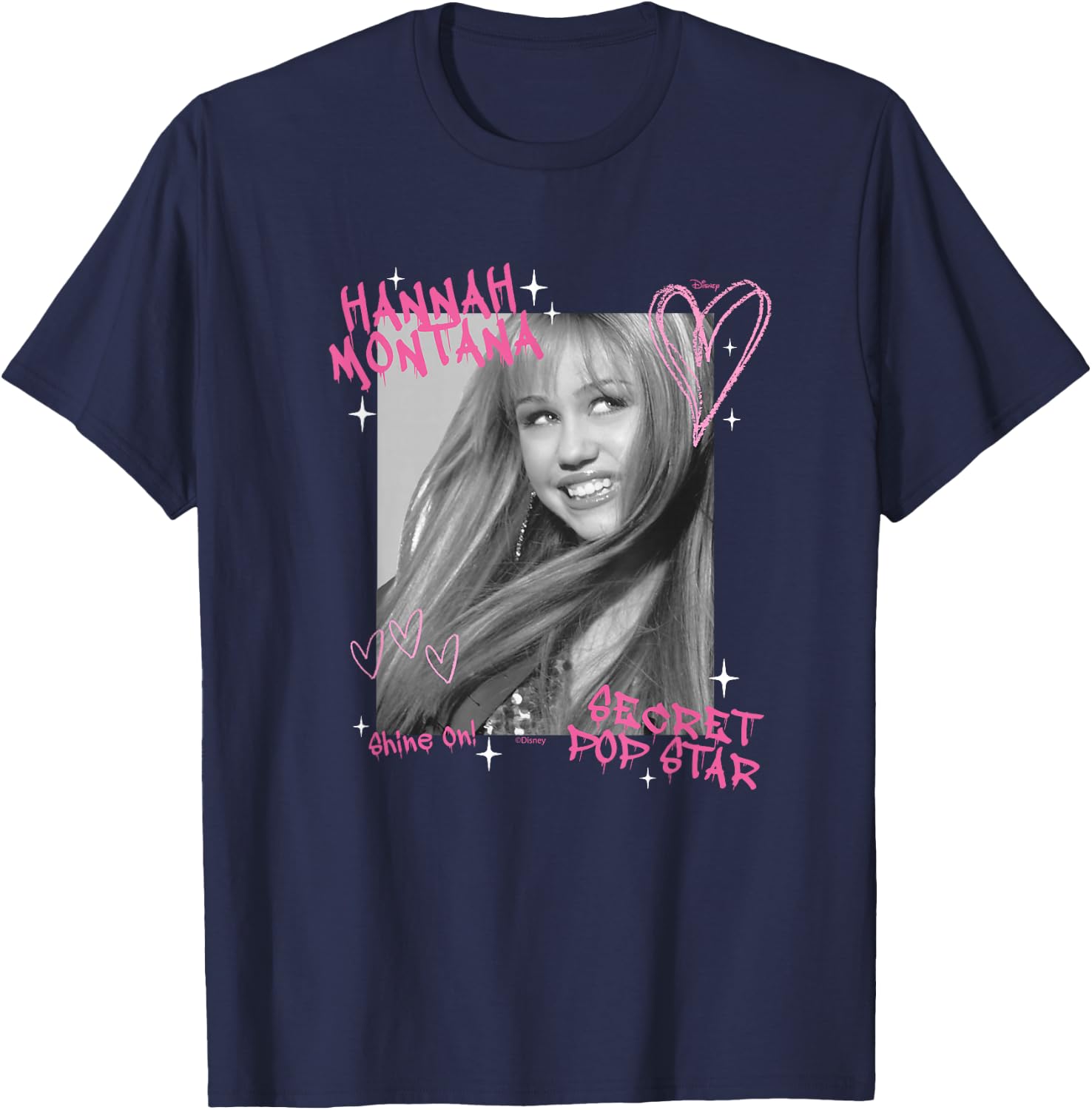 Disney Hannah Montana Secret Pop Star Photo Shine On T-Shirt - T-Shirt | Navy