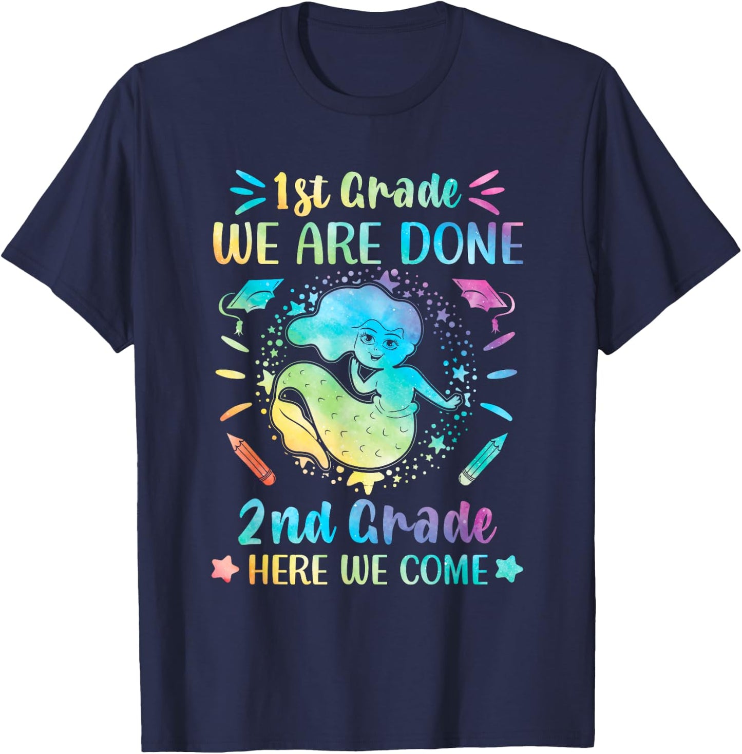 First grade graduation shirt 1st grade mermaid tie dye T-Shirt - T-Shirt | Navy