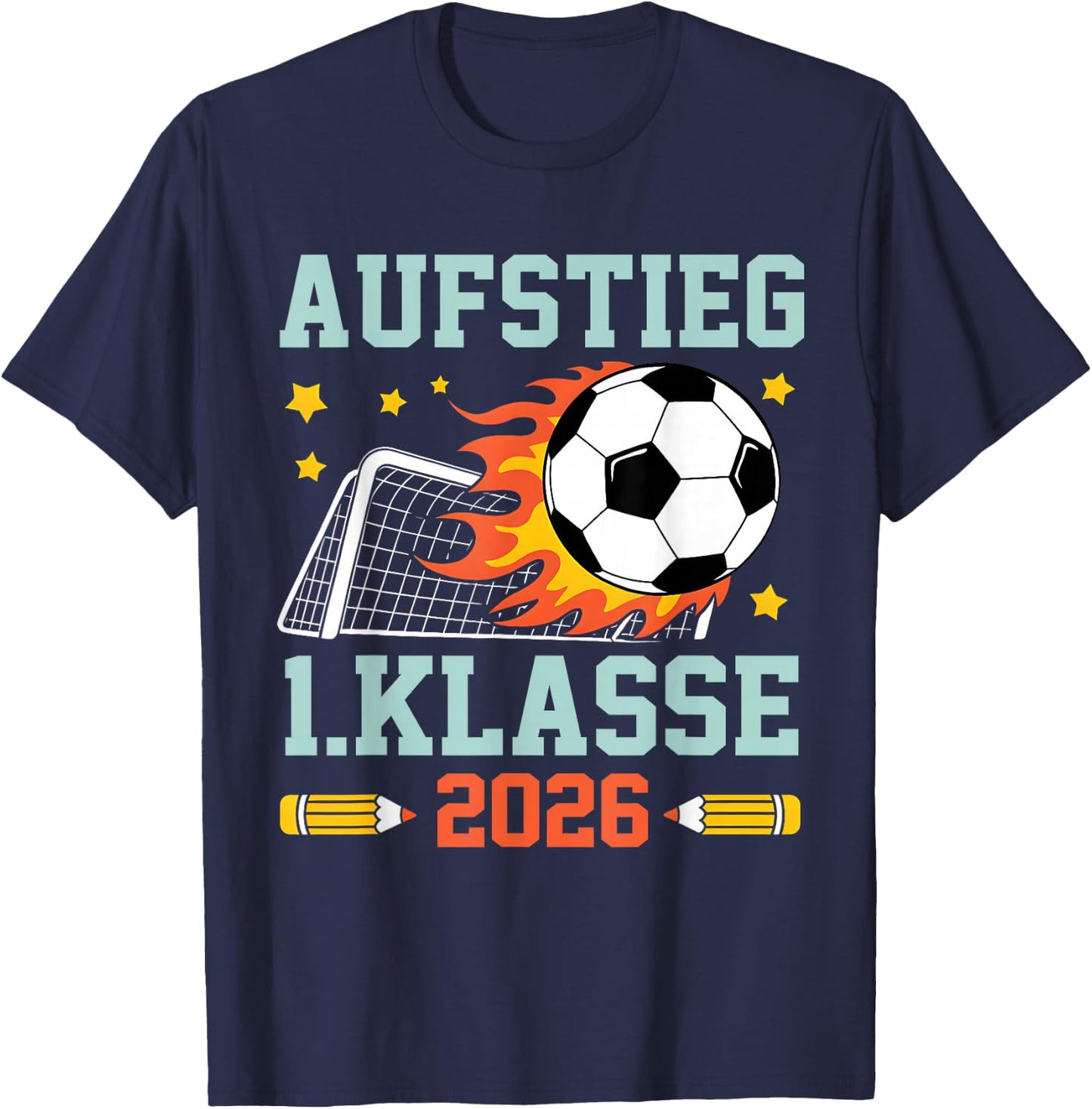 Schulkind 2026 Einschulung Erste Klasse Fußball 1 Klasse T-Shirt - T-Shirt | Navy