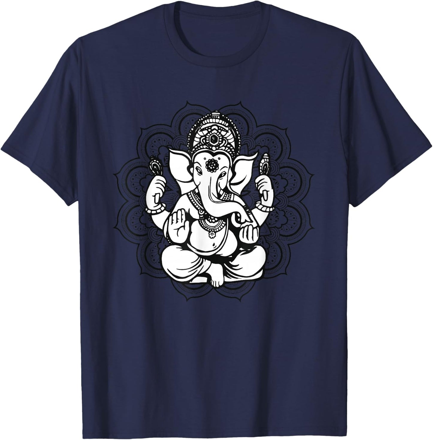 Ganesha Mandala Hindu God Hinduism Yoga Gift T-Shirt - T-Shirt | Navy