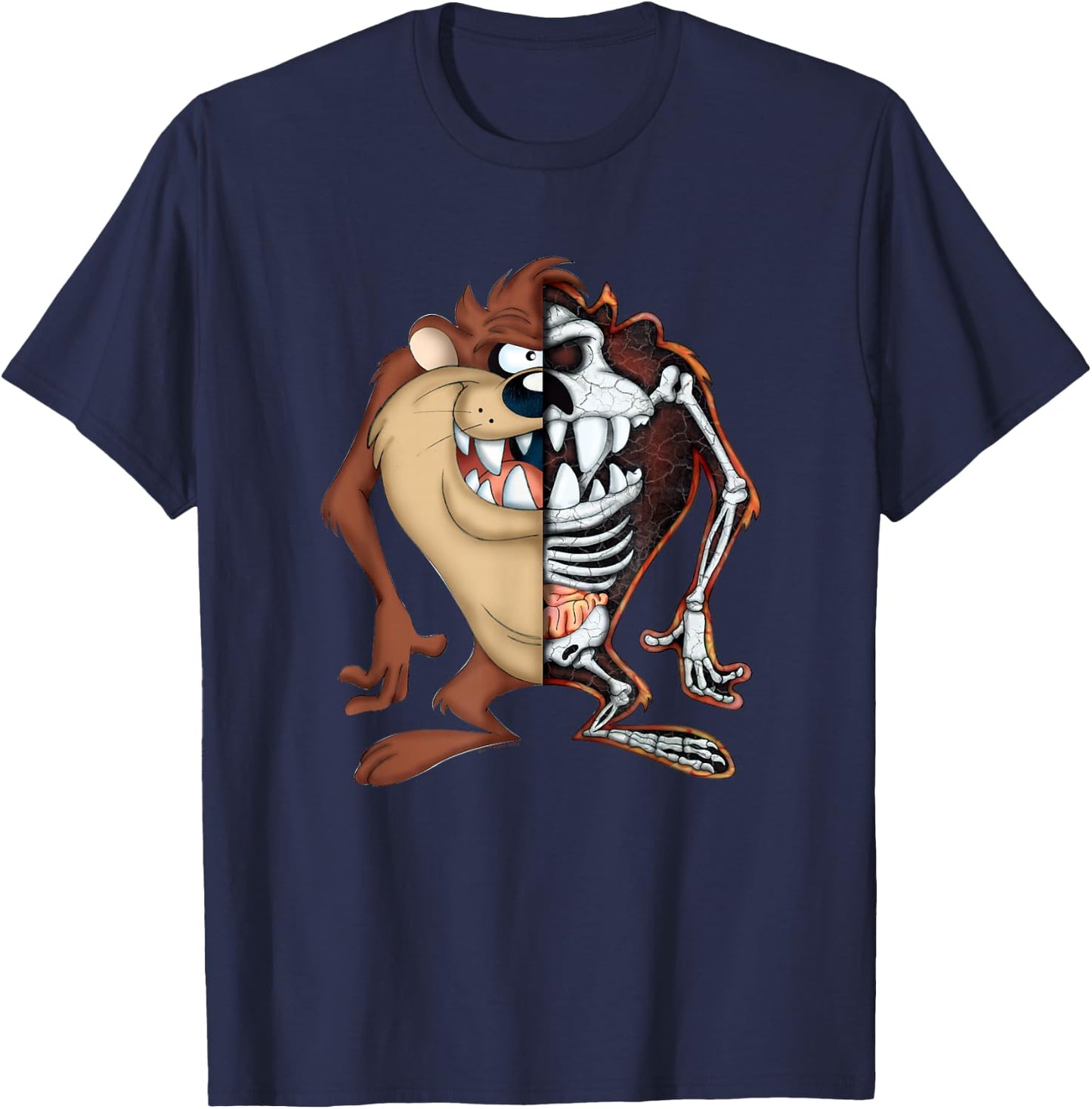 Looney Tunes Taz Half Skeleton T-Shirt - T-Shirt | Navy