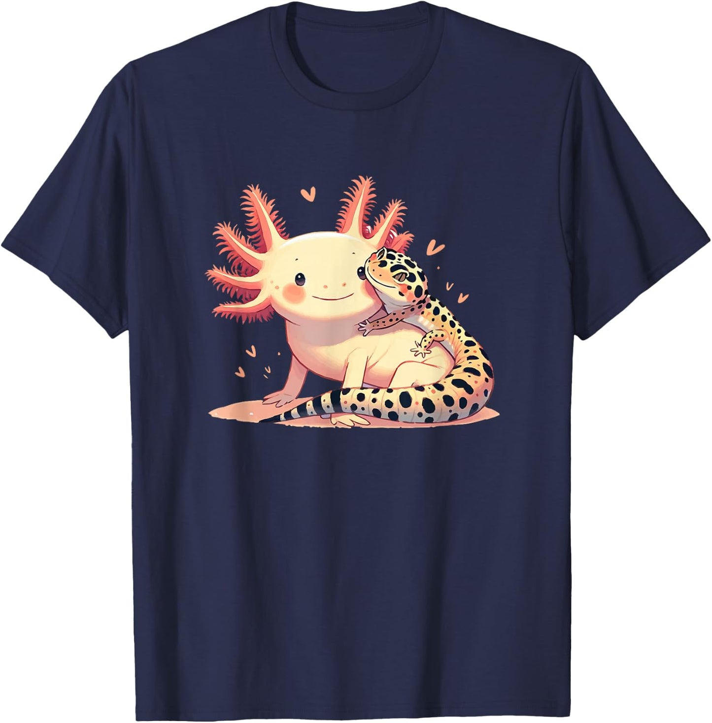Gecko Owner Pet Herpetology Leopard Gecko Hugging Axolotl T-Shirt - T-Shirt | Navy