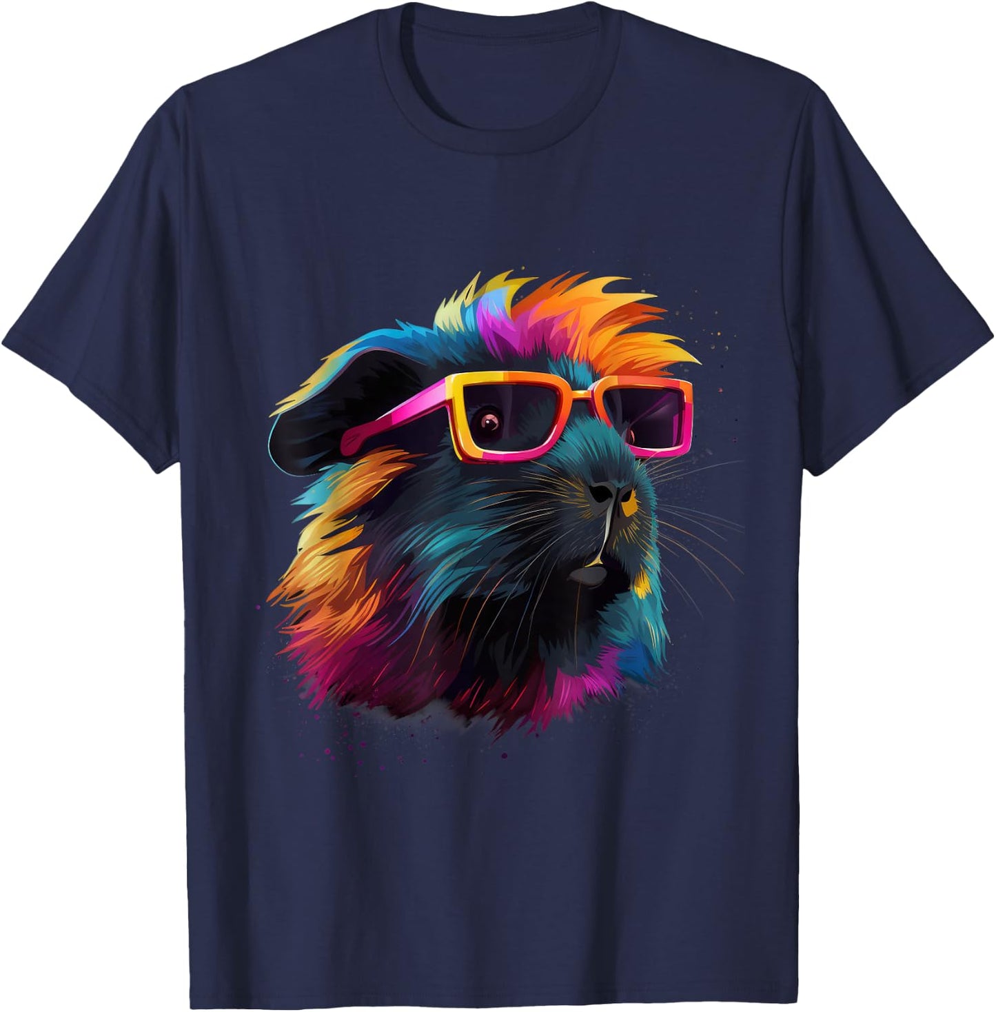 Guinea Pig Lovers Colorful Pop Art Guinea Pig T-Shirt - T-Shirt | Navy