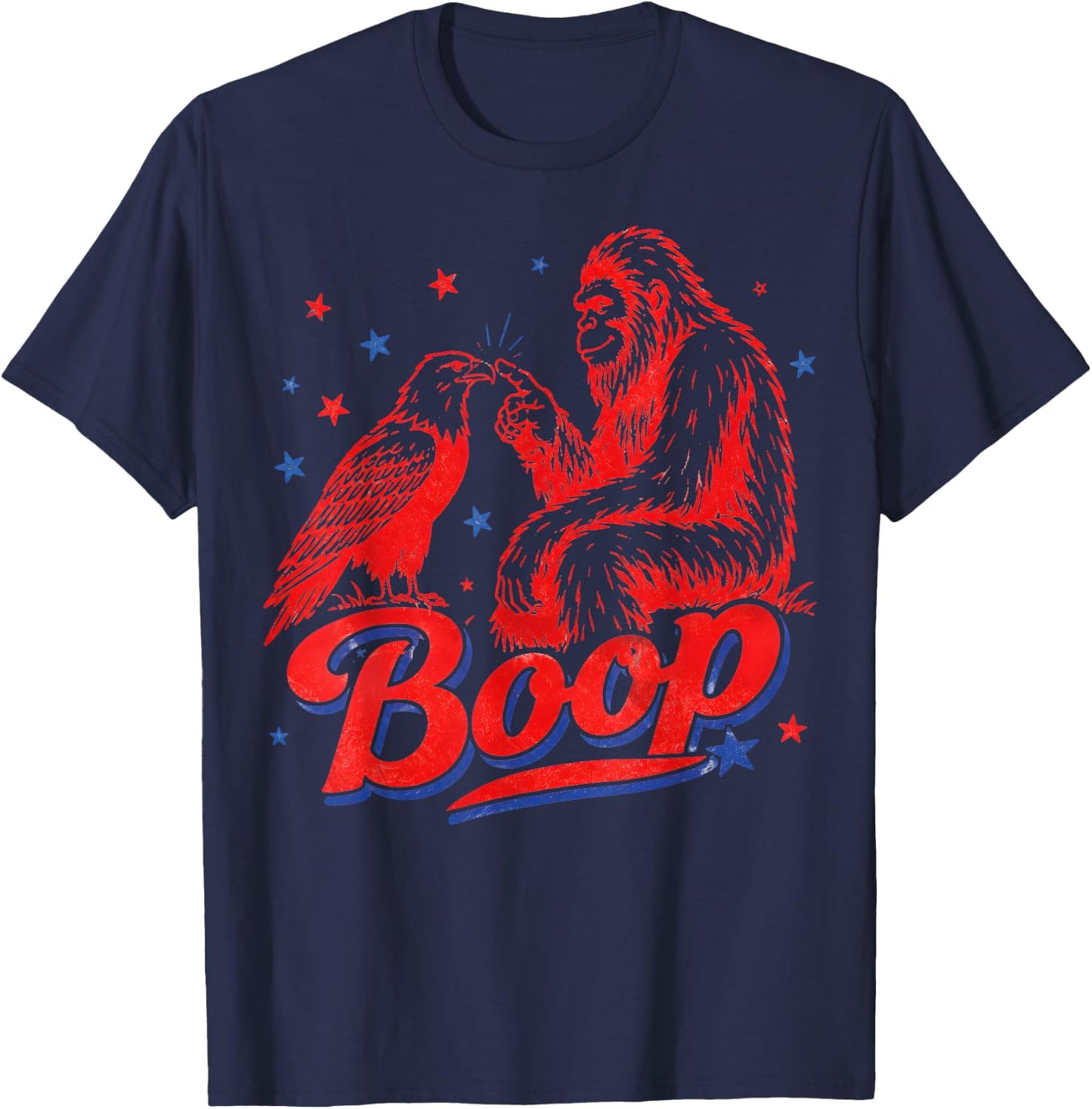 Boop Vintage Bigfoot and Eagle Funny Patriotic 4th of July T-Shirt - T-Shirt | Navy